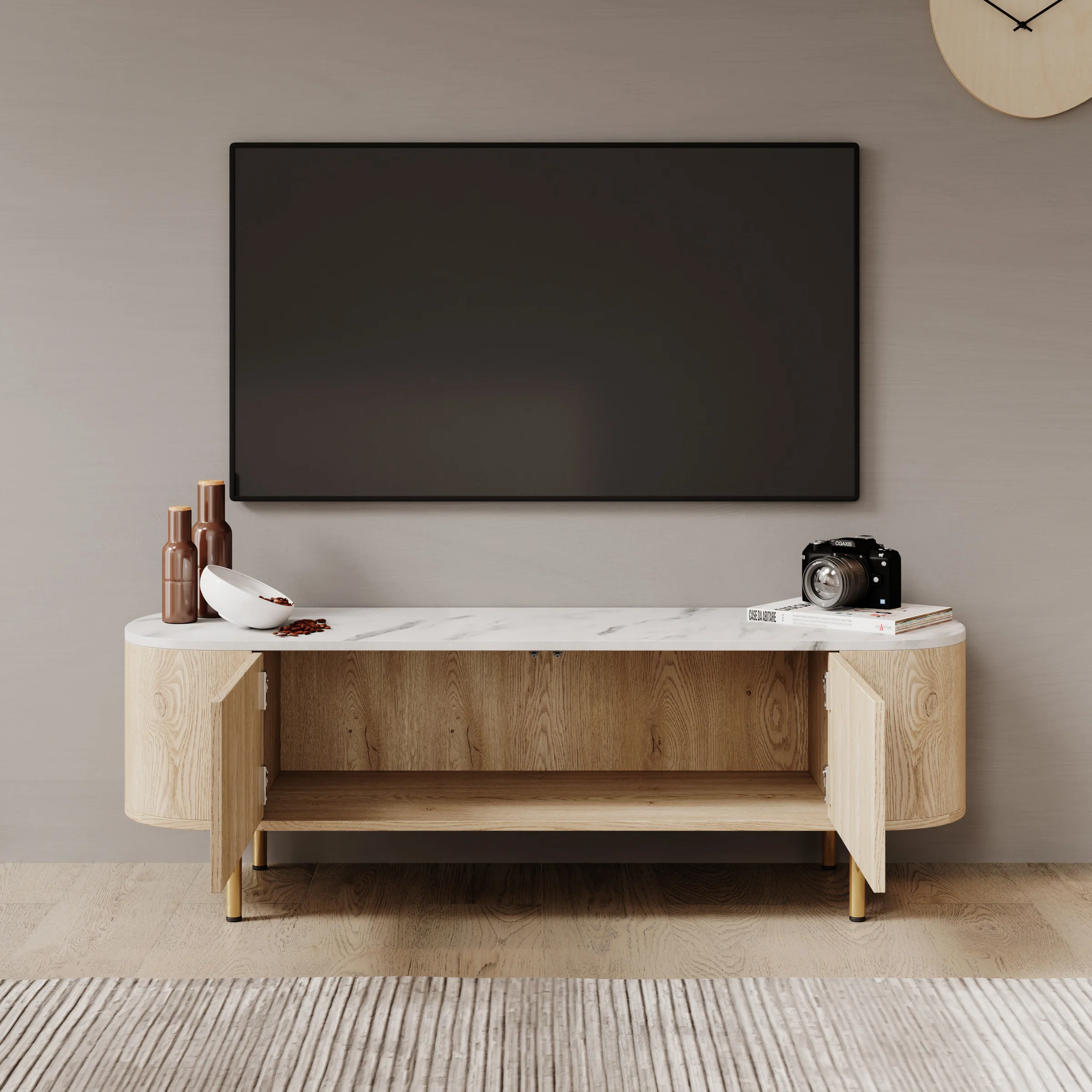 Lauran - TV-Meubel - Eiken/Wit - 140x40x45 cm - Image 2