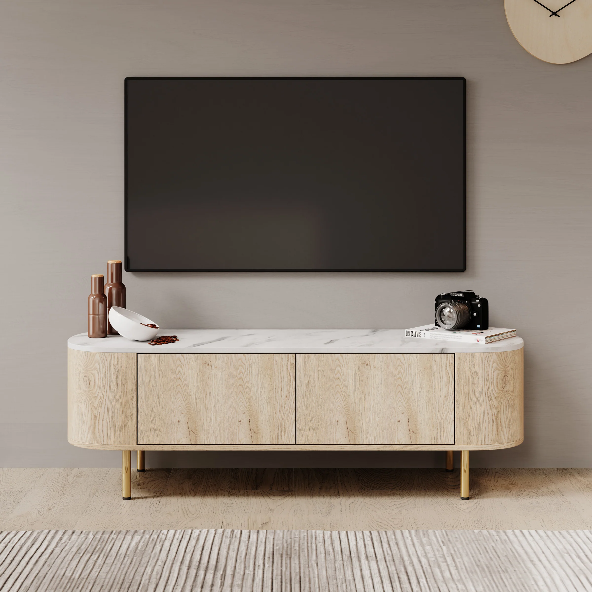 Lauran - TV-Meubel - Eiken/Wit - 140x40x45 cm - Image 3