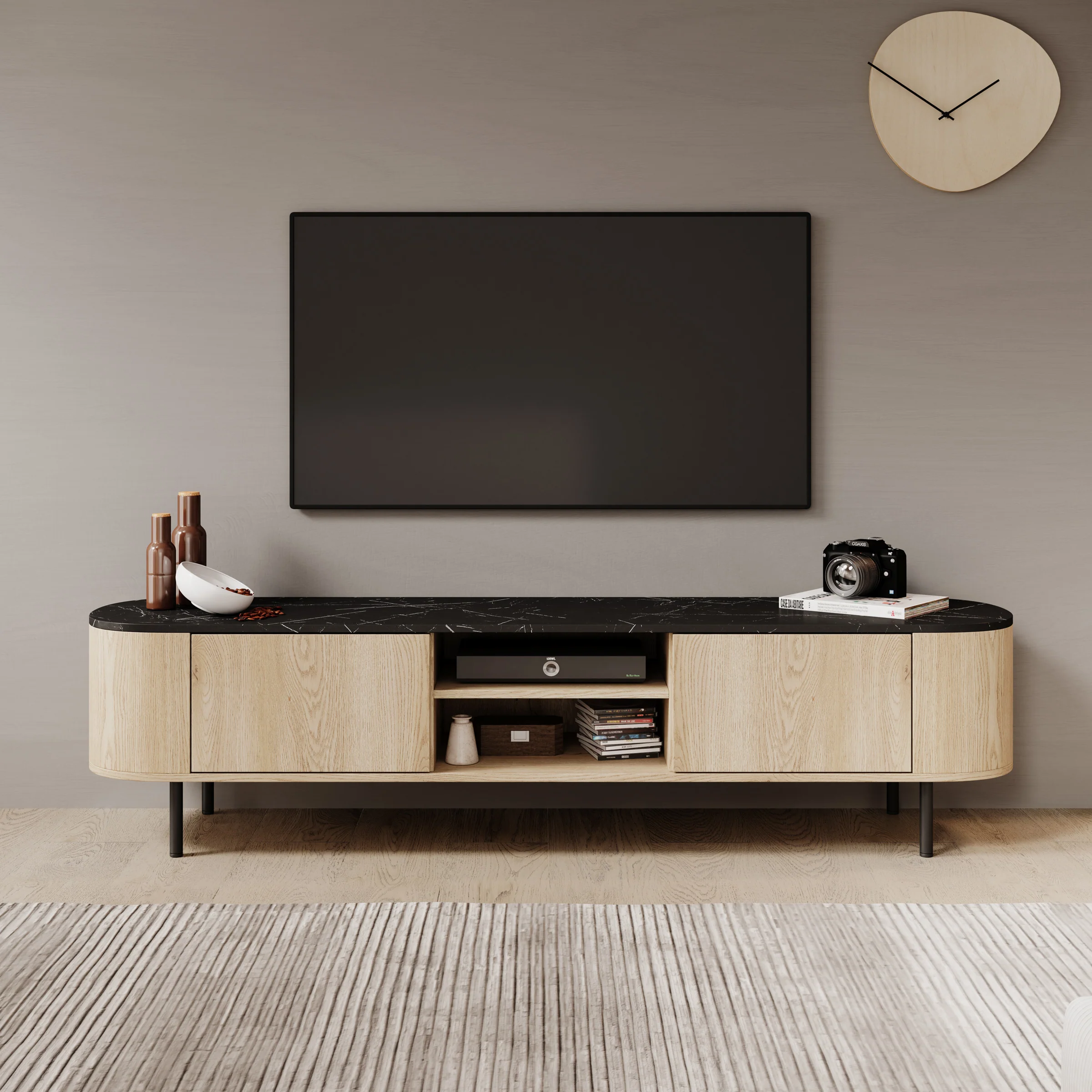Lauran - TV-Meubel - Eiken/Zwart - 184x40x45 cm - Image 3
