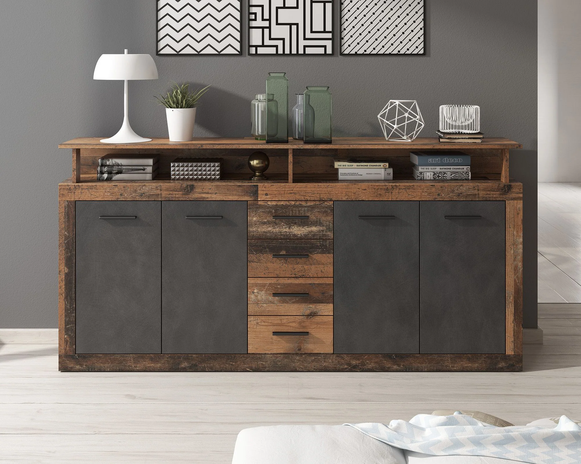 Lavina - Dressoir - Old wood/antraciet - 190x32x96 cm - Image 3
