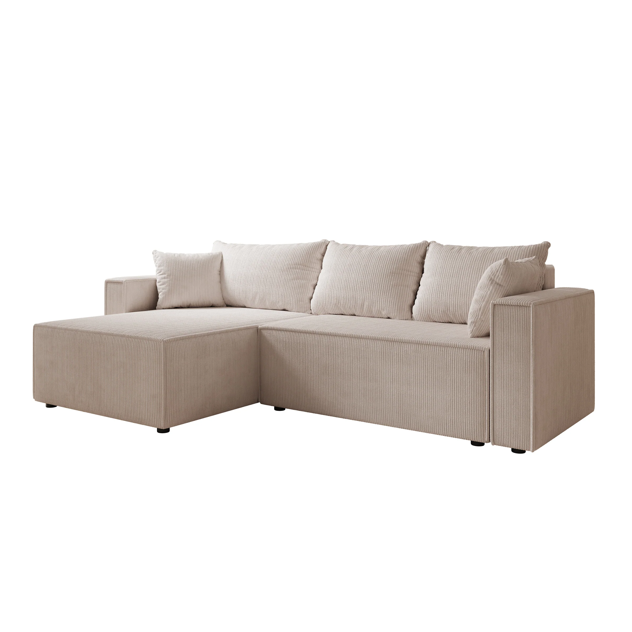 Lawrence - Hoekbank 3-zits met chaise longue - Ribstof beige - Links - Image 5