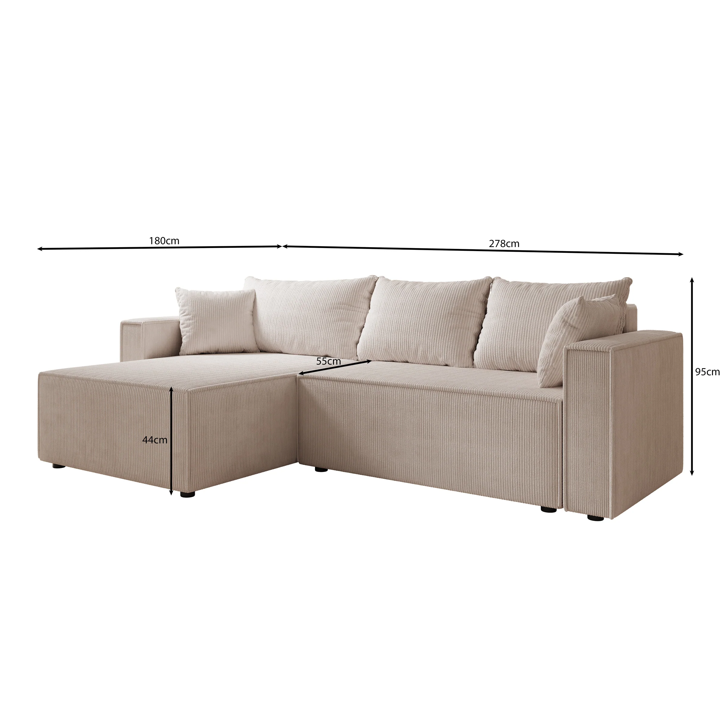 Lawrence - Hoekbank 3-zits met chaise longue - Ribstof bruin - Links - Image 4