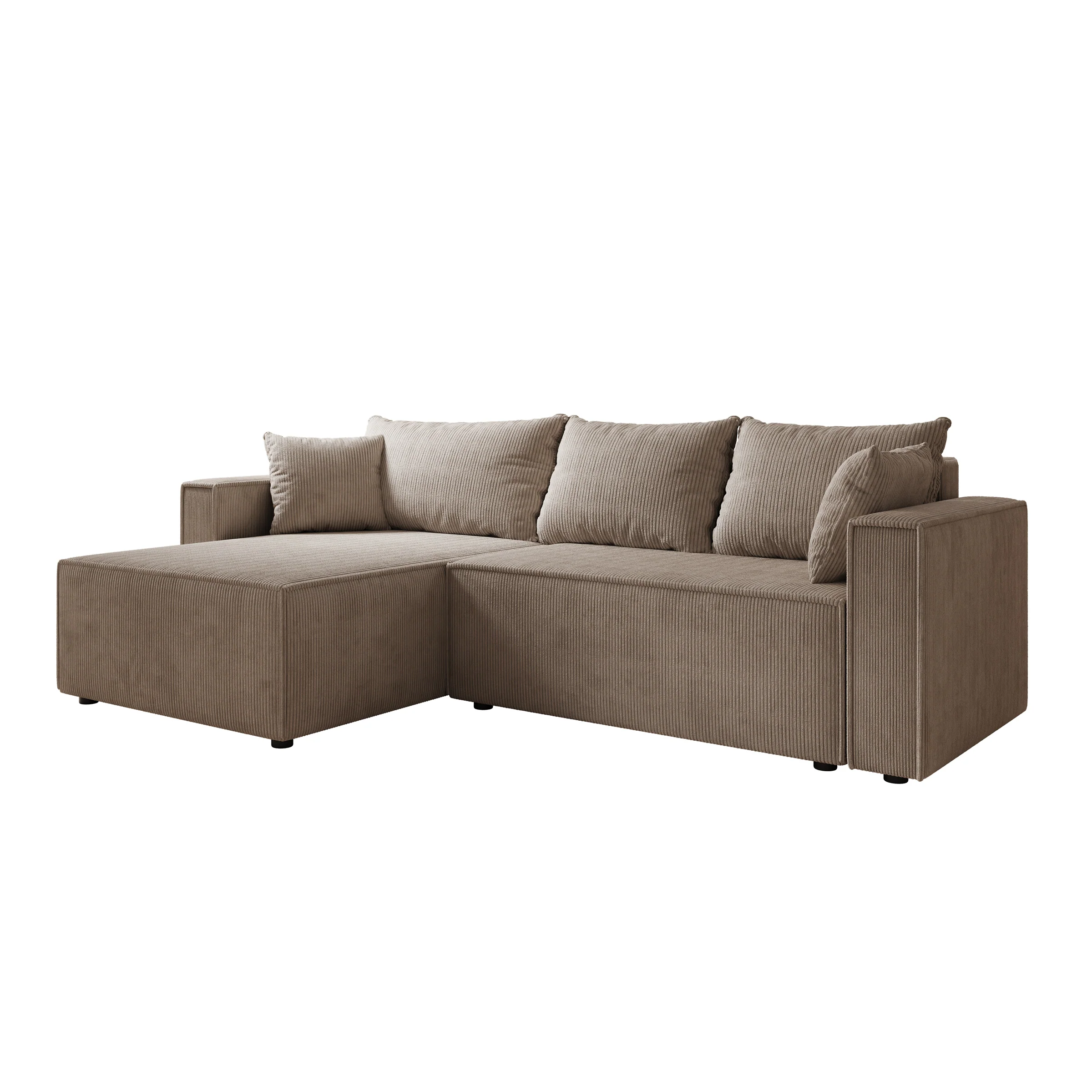 Lawrence - Hoekbank 3-zits met chaise longue - Ribstof bruin - Links - Image 5