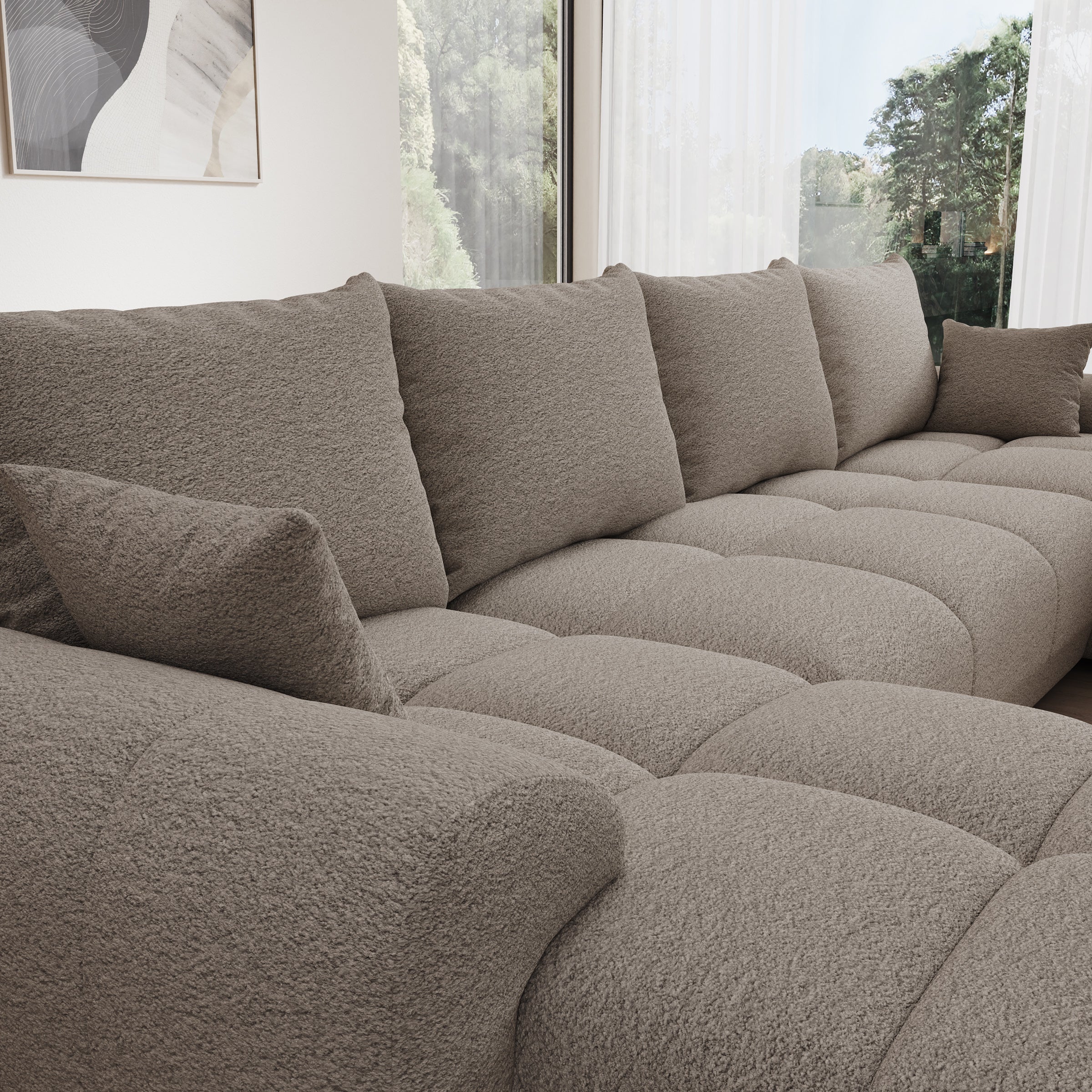 Layana U - Hoekbank 4-zits met chaise longue - Stof beige - Universeel - Image 3