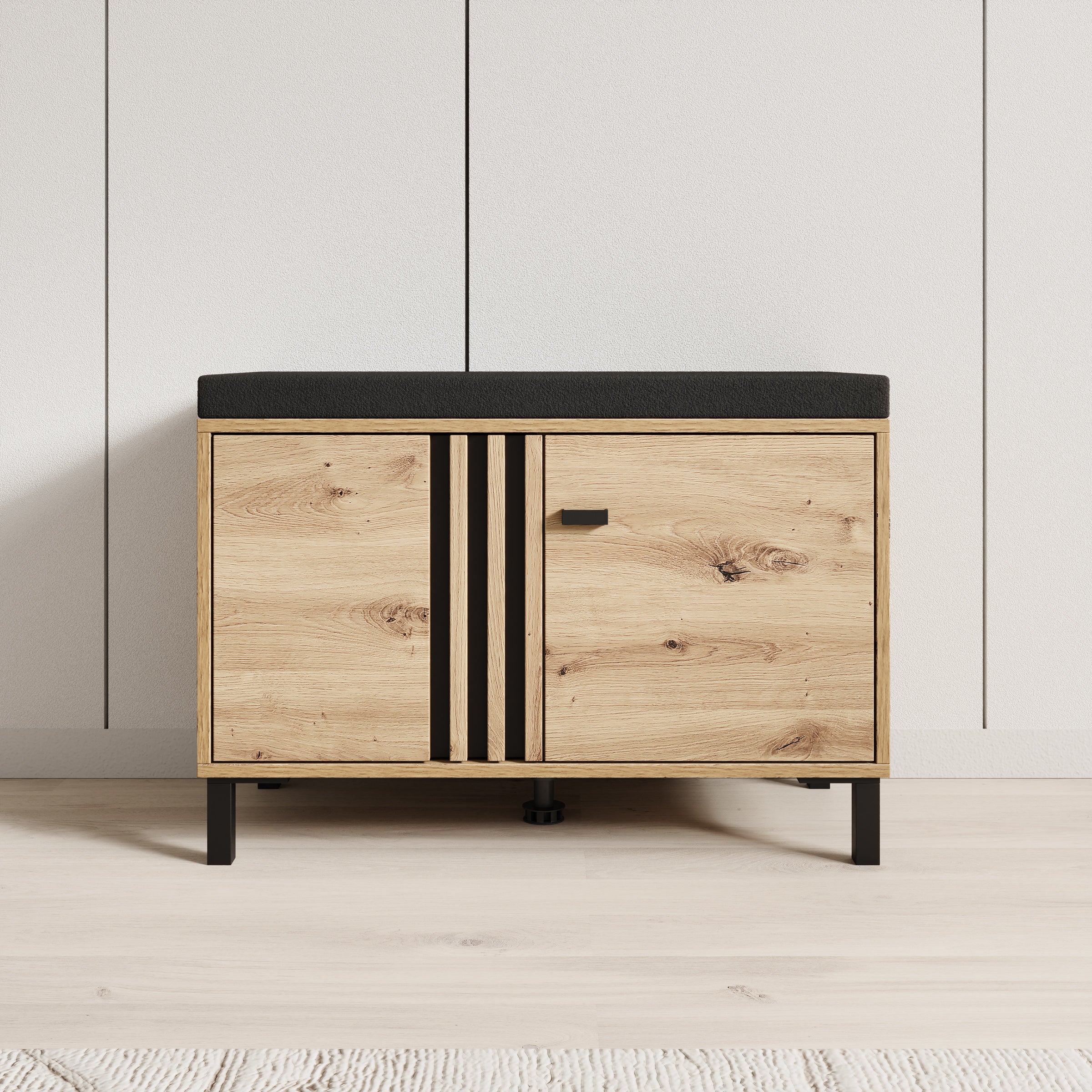 Lazuli - Schoenenkast met zitkussen - Eikenpatroon - 80x40x5 - Image 3