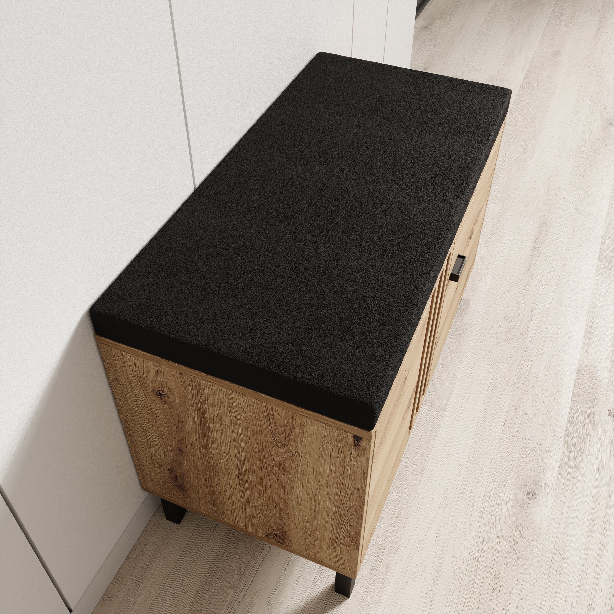 Lazuli - Schoenenkast met zitkussen - Eikenpatroon - 80x40x5 - Image 5