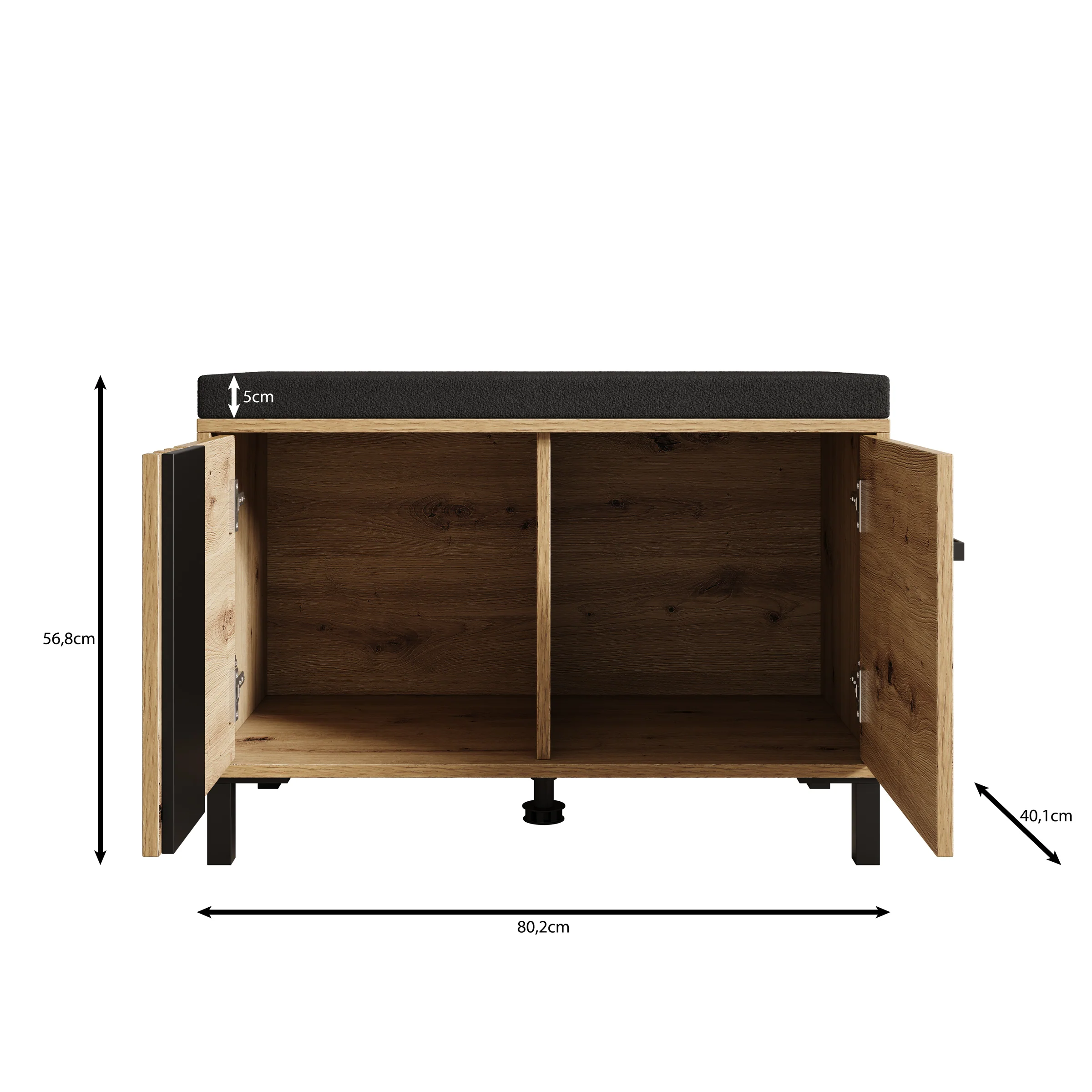 Lazuli - Schoenenkast met zitkussen - Eikenpatroon - 80x40x5 - Image 6