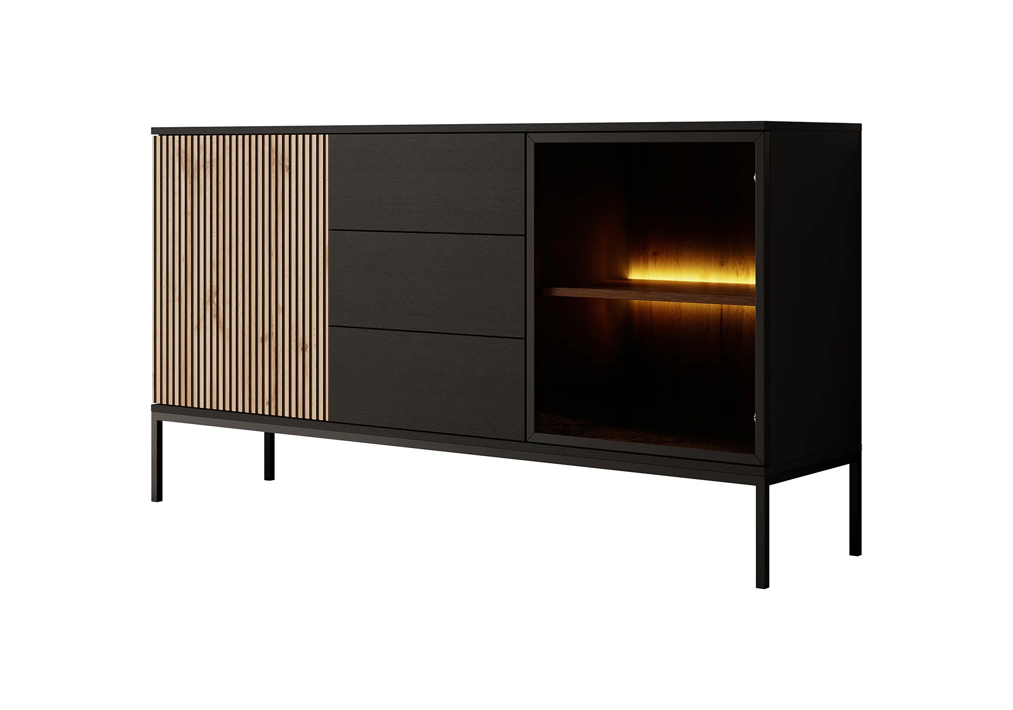 Legend 2 - Dressoir - Zwart/eiken - 154x39x83 cm - Image 7