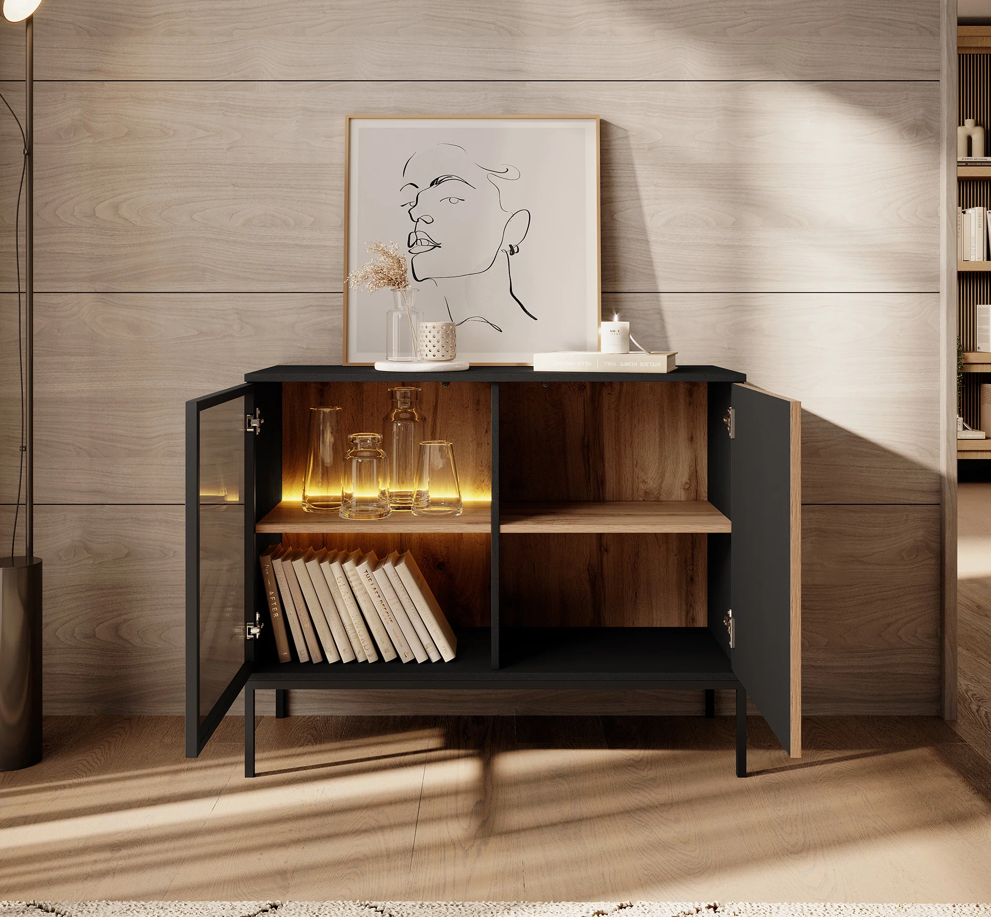Legend - Dressoir - Zwart/eiken - 104x39x83 cm - Image 3