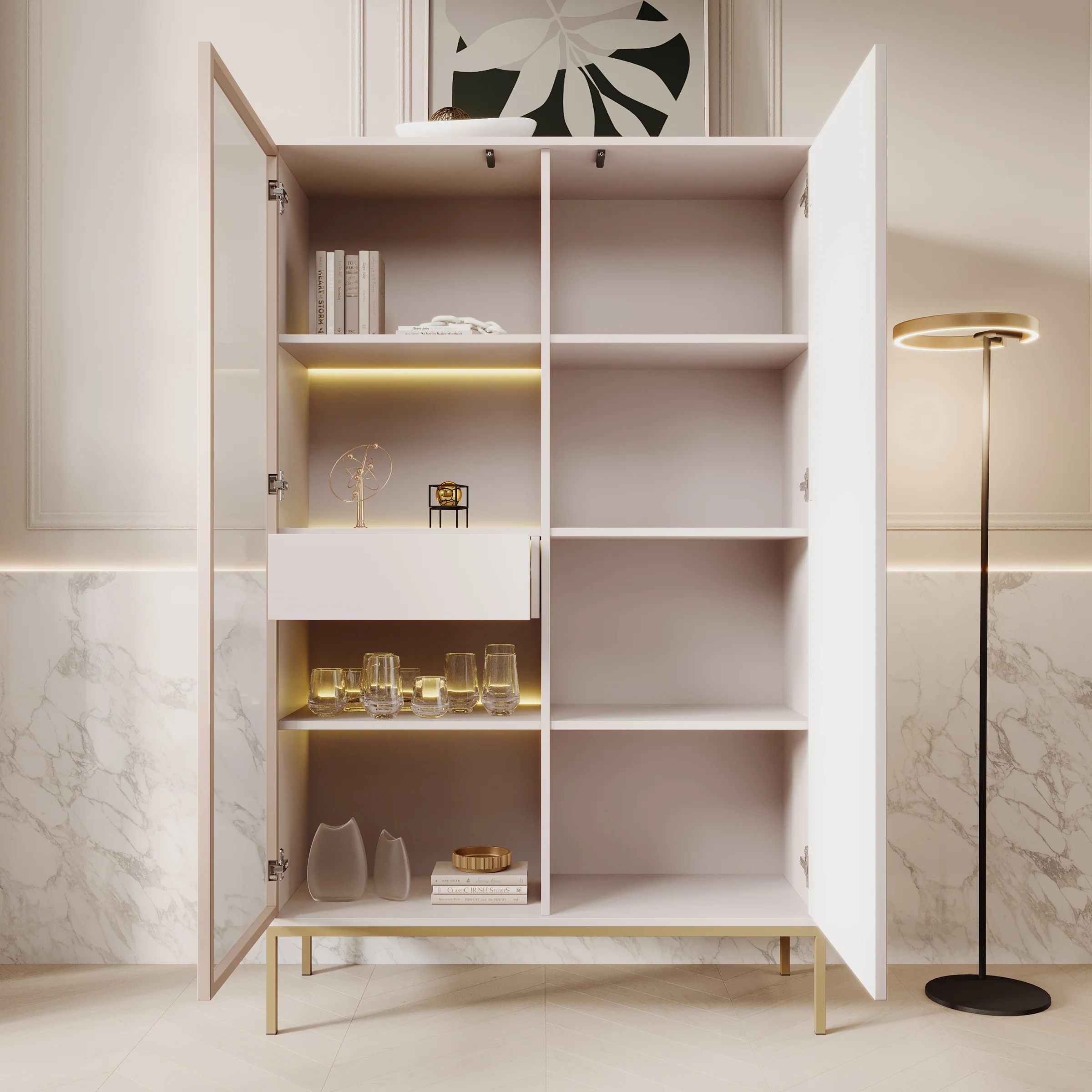 Legend - Vitrinekast - Beige - 104x39x166 cm - Image 2