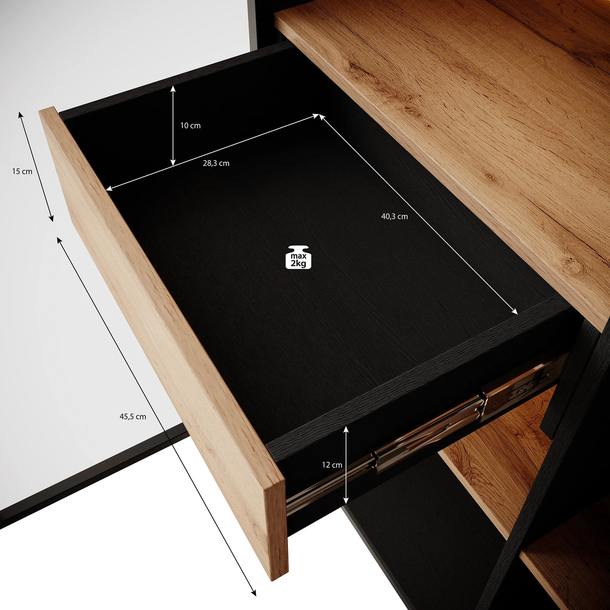 Legend - Vitrinekast - Zwart/eiken - 104x39x166 cm - Image 6