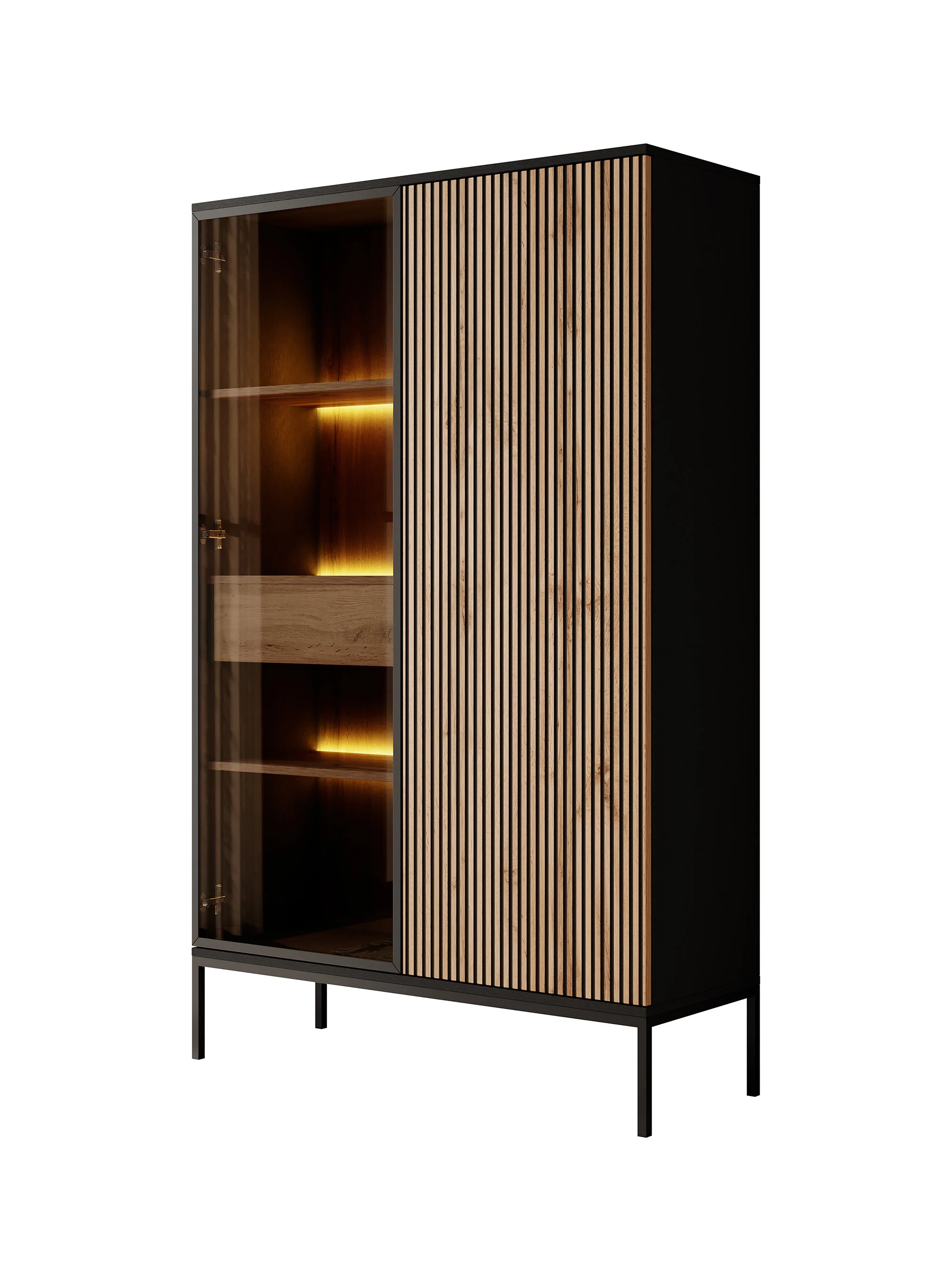 Legend - Vitrinekast - Zwart/eiken - 104x39x166 cm - Image 7