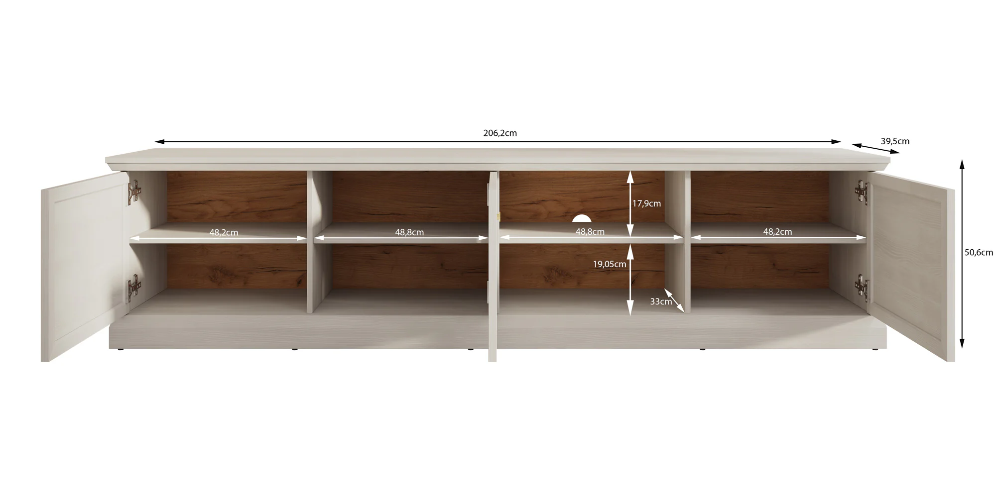 Leroy - TV-Meubel - Wit eiken - 206 cm - Image 5