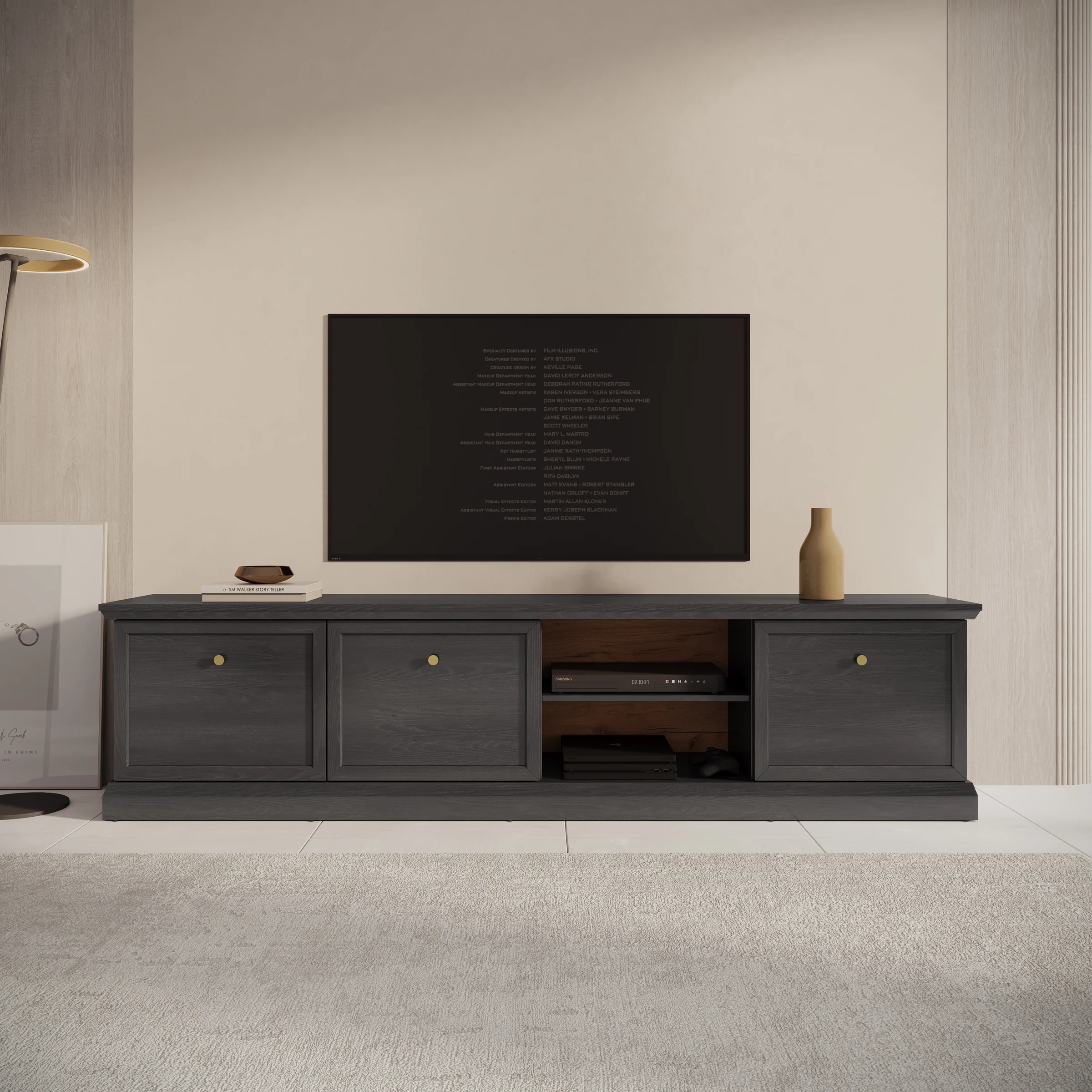 Leroy - TV-Meubel - Zwart eiken - 206x40x51 cm - Image 3