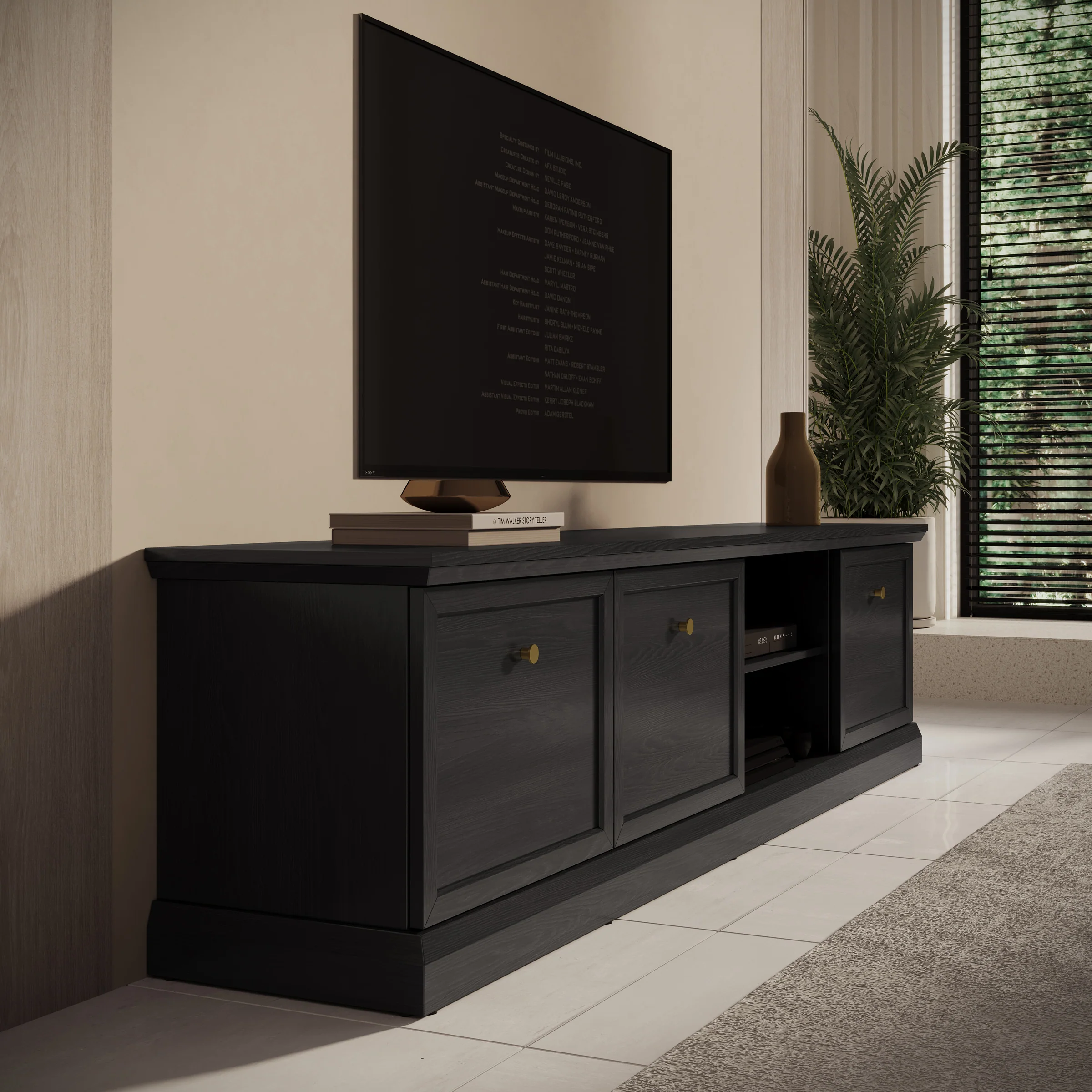 Leroy - TV-Meubel - Zwart eiken - 206x40x51 cm - Image 4