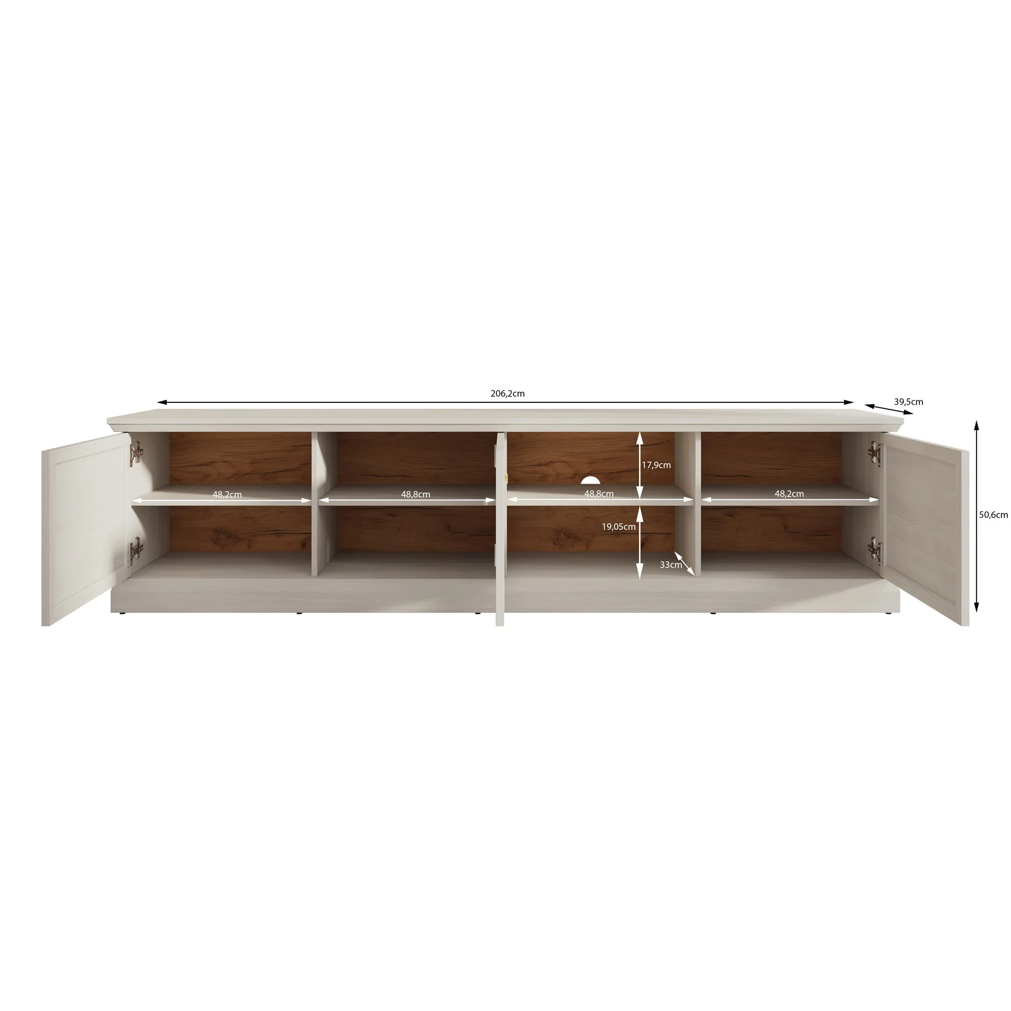 Leroy - TV-Meubel - Zwart eiken - 206x40x51 cm - Image 5