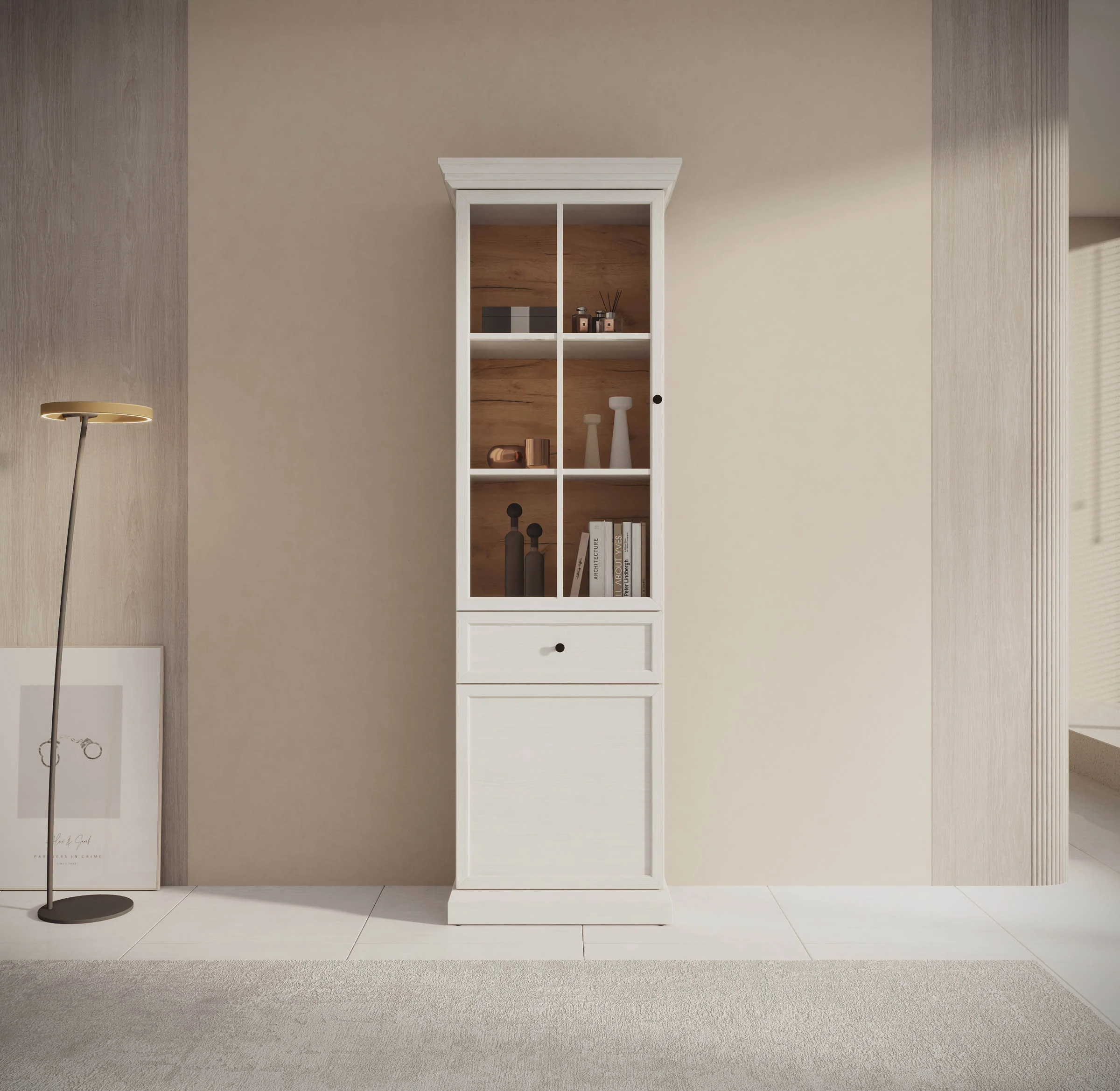 Leroy - Vitrinekast - Wit - 63x41x199 cm - Image 3