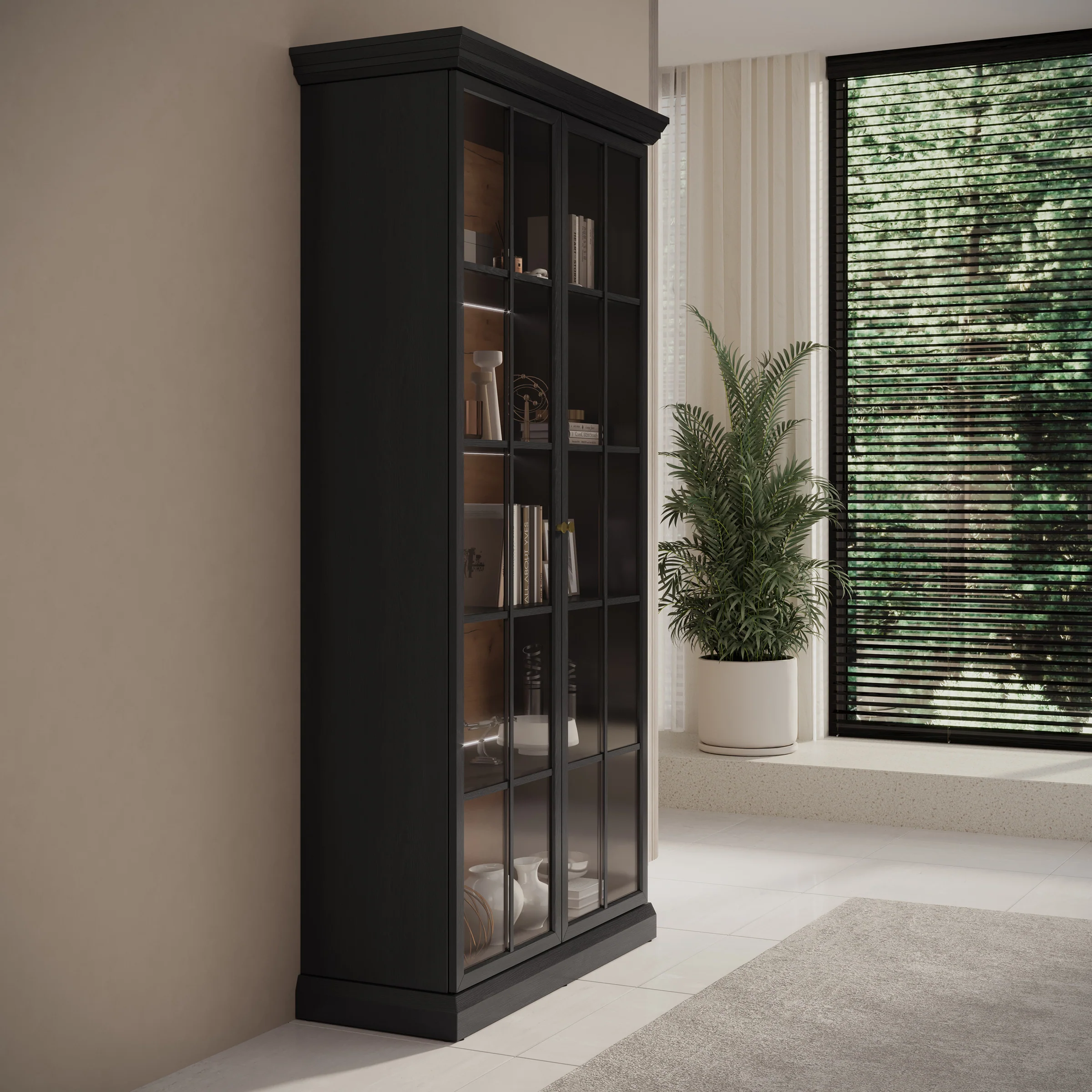 Leroy - Vitrinekast - Zwart - 102x41x199 cm - Image 4