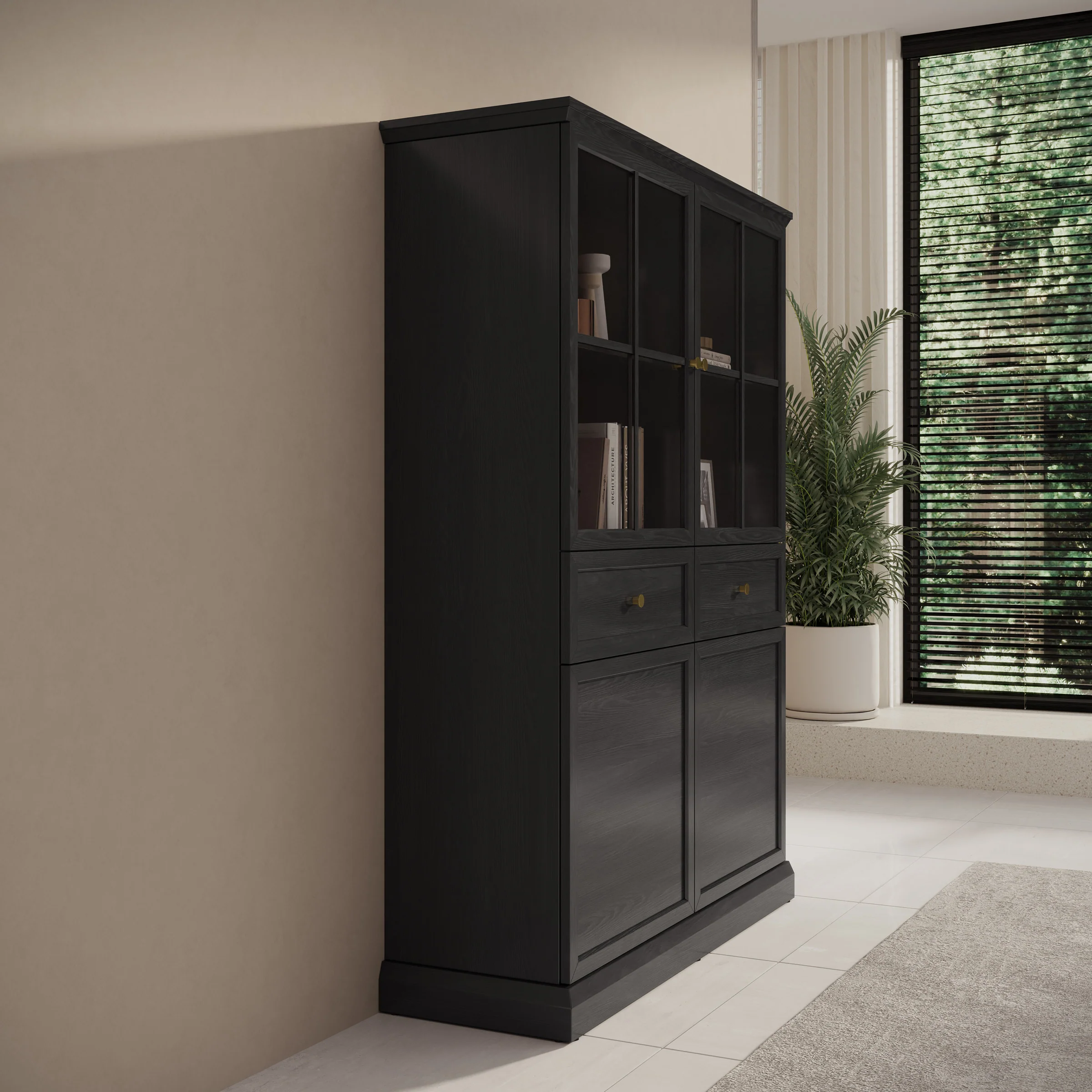 Leroy - Vitrinekast - Zwart - 114x40x161 cm - Image 4