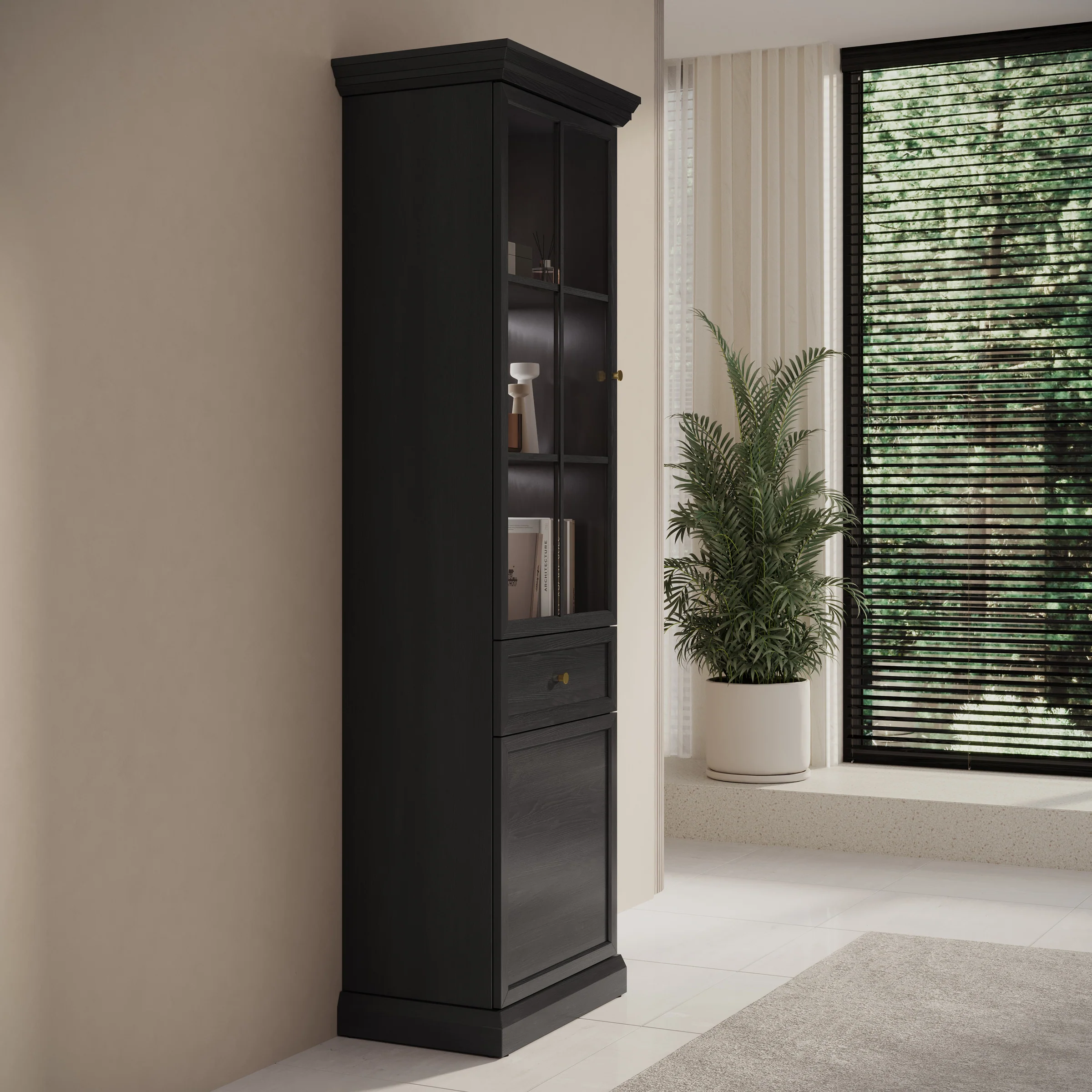Leroy - Vitrinekast - Zwart - 63x41x199 cm - Image 4