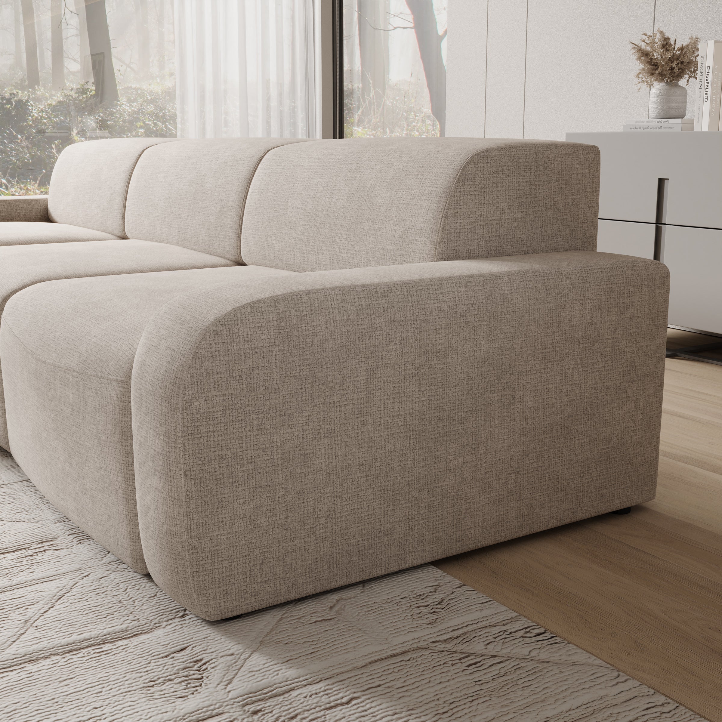 Liftado - Hoekbank 3-zits met chaise longue - Stof beige - Links - Image 3