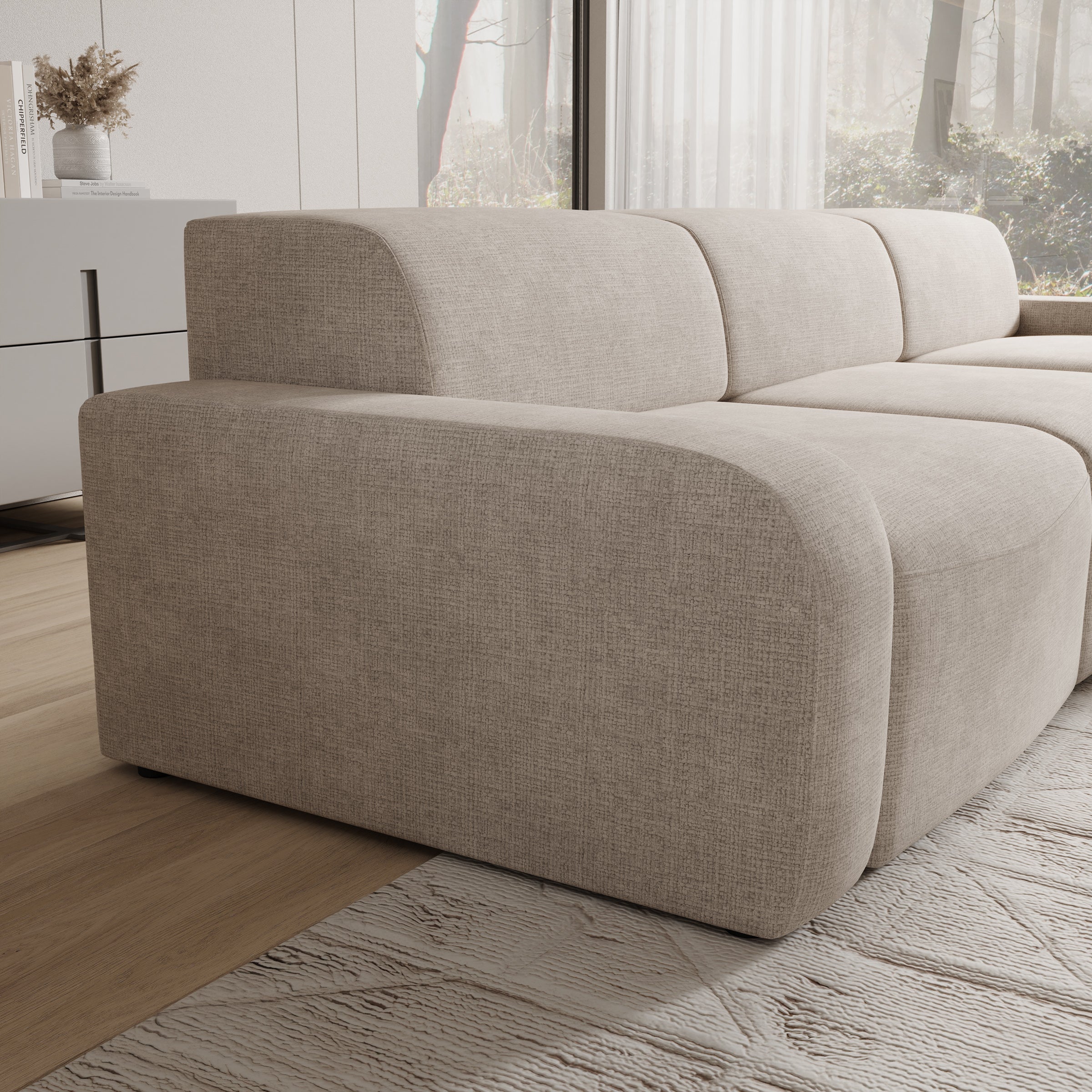 Liftado - Hoekbank 3-zits met chaise longue - Stof beige - Rechts - Image 3