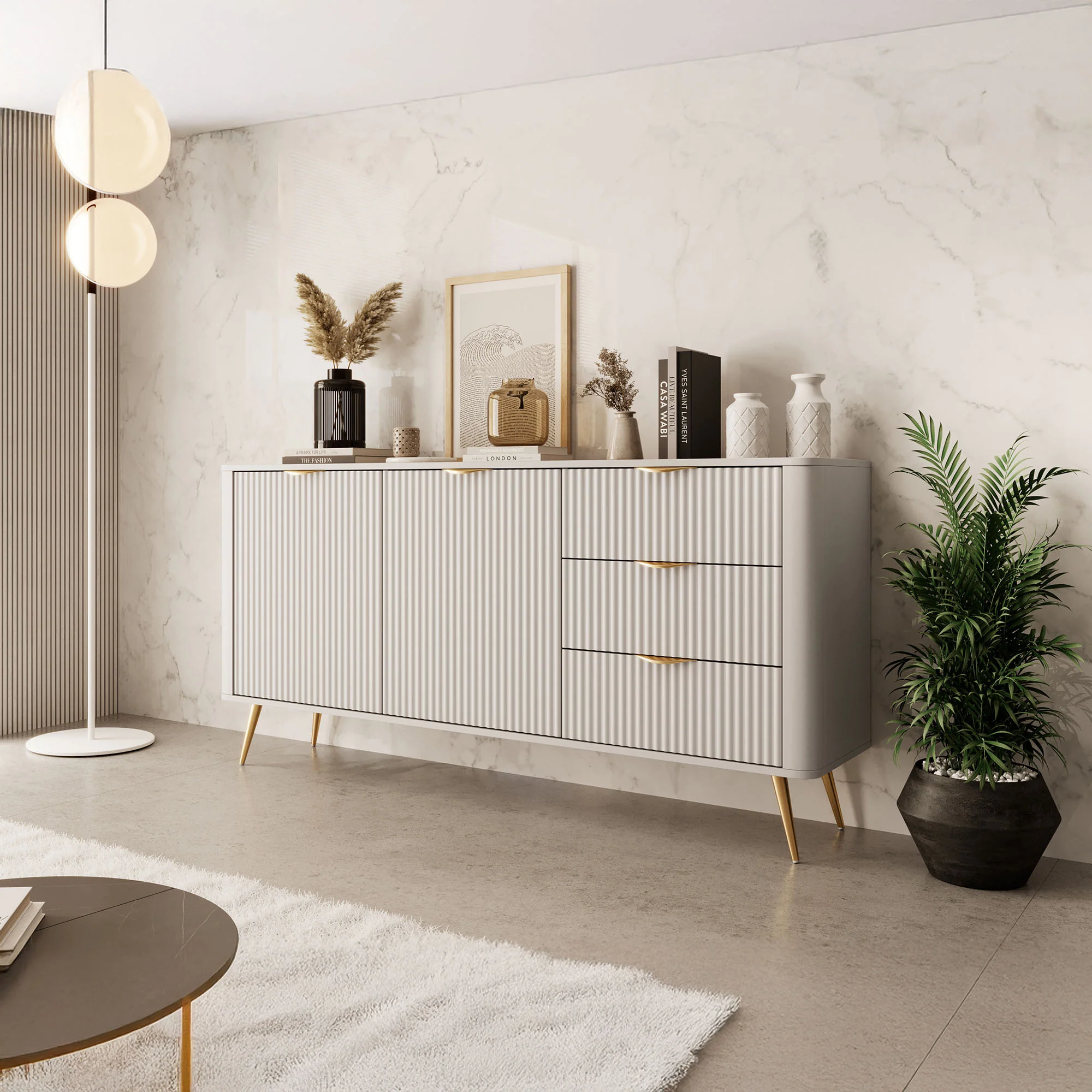 Lima - Dressoir - Beige - 163x38x81 cm