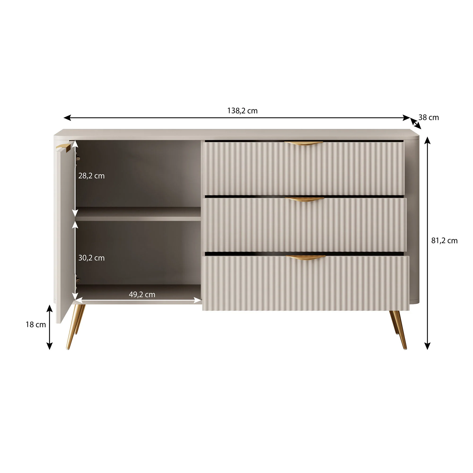 Lima - Dressoir - Zwart - 138x38x81 cm - Image 5