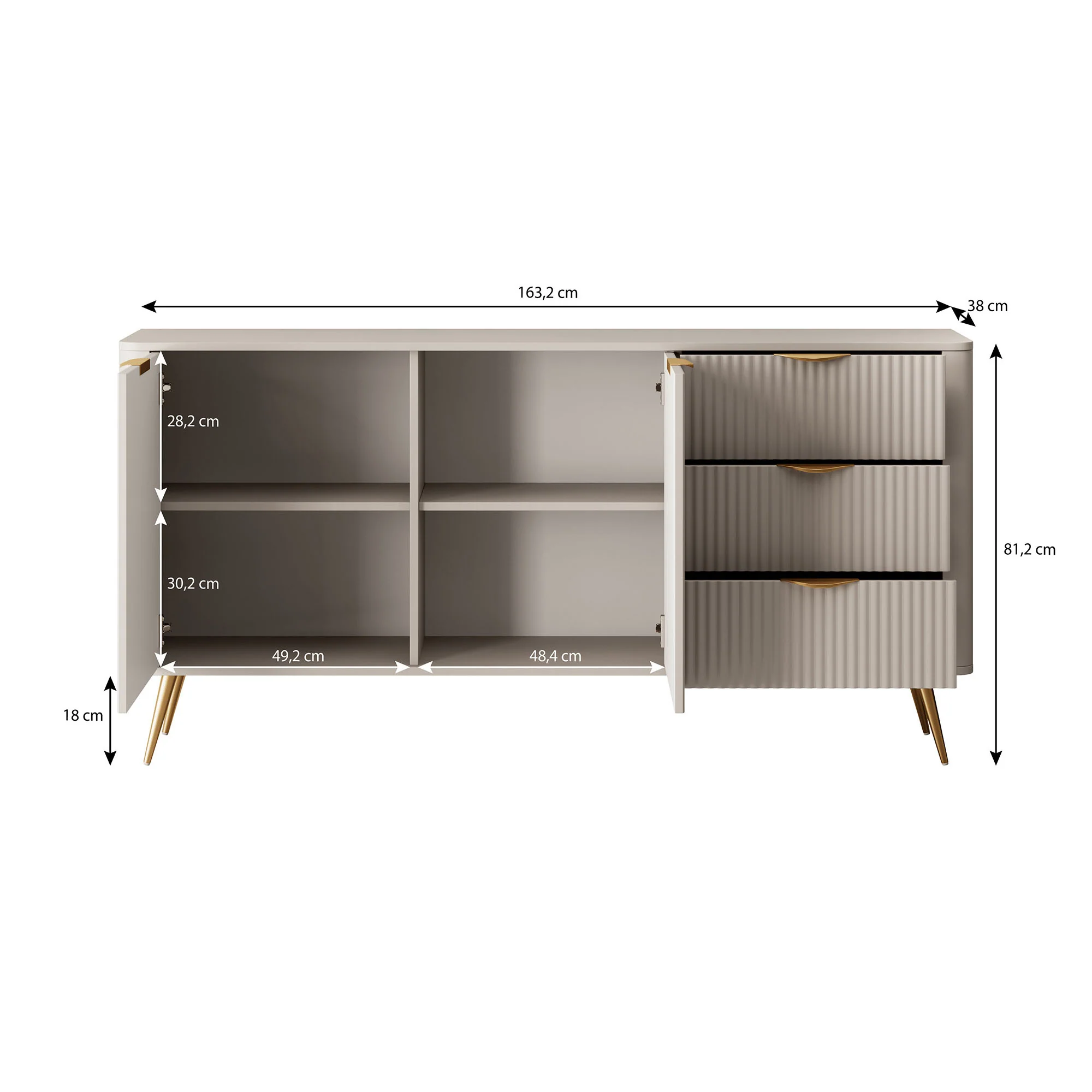 Lima - Dressoir - Zwart - 163x38x81 cm - Image 5