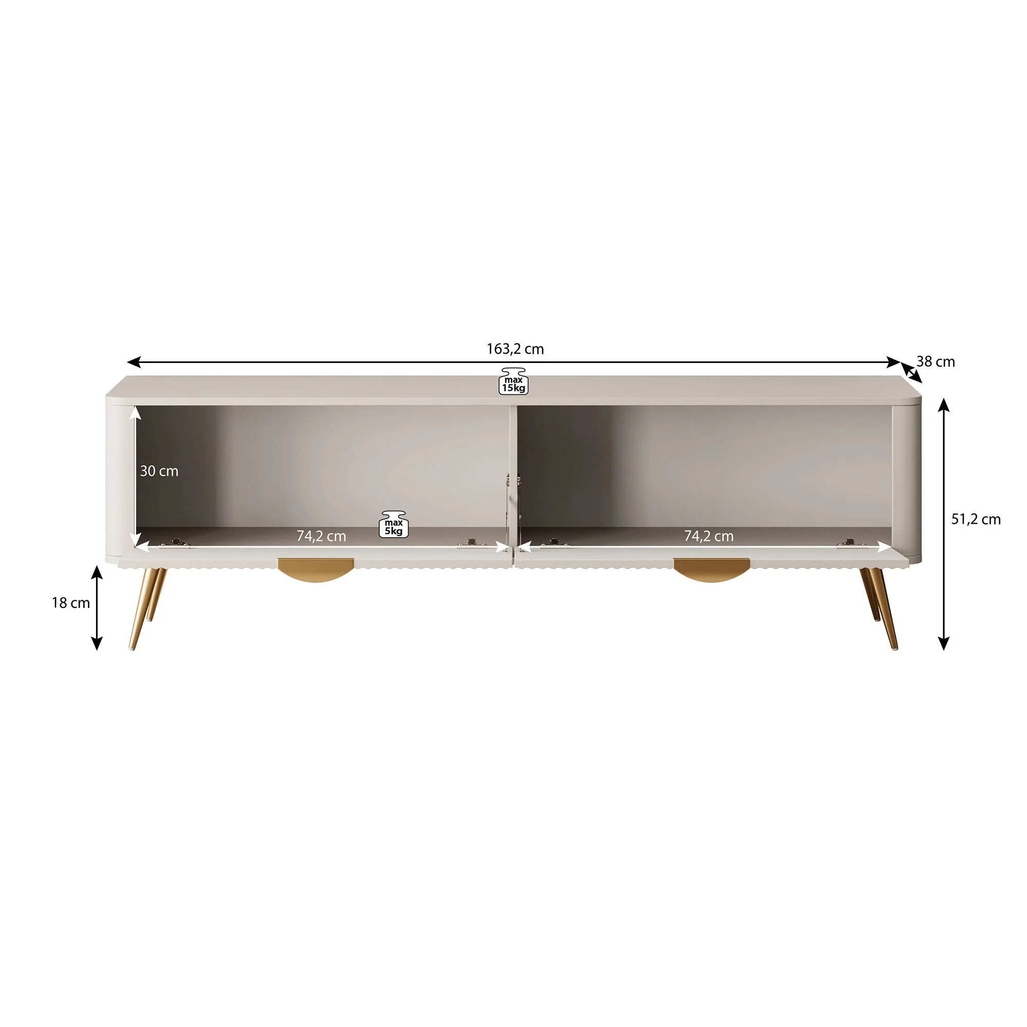 Lima - TV-Meubel - Beige - 163x38x51 cm - Image 5