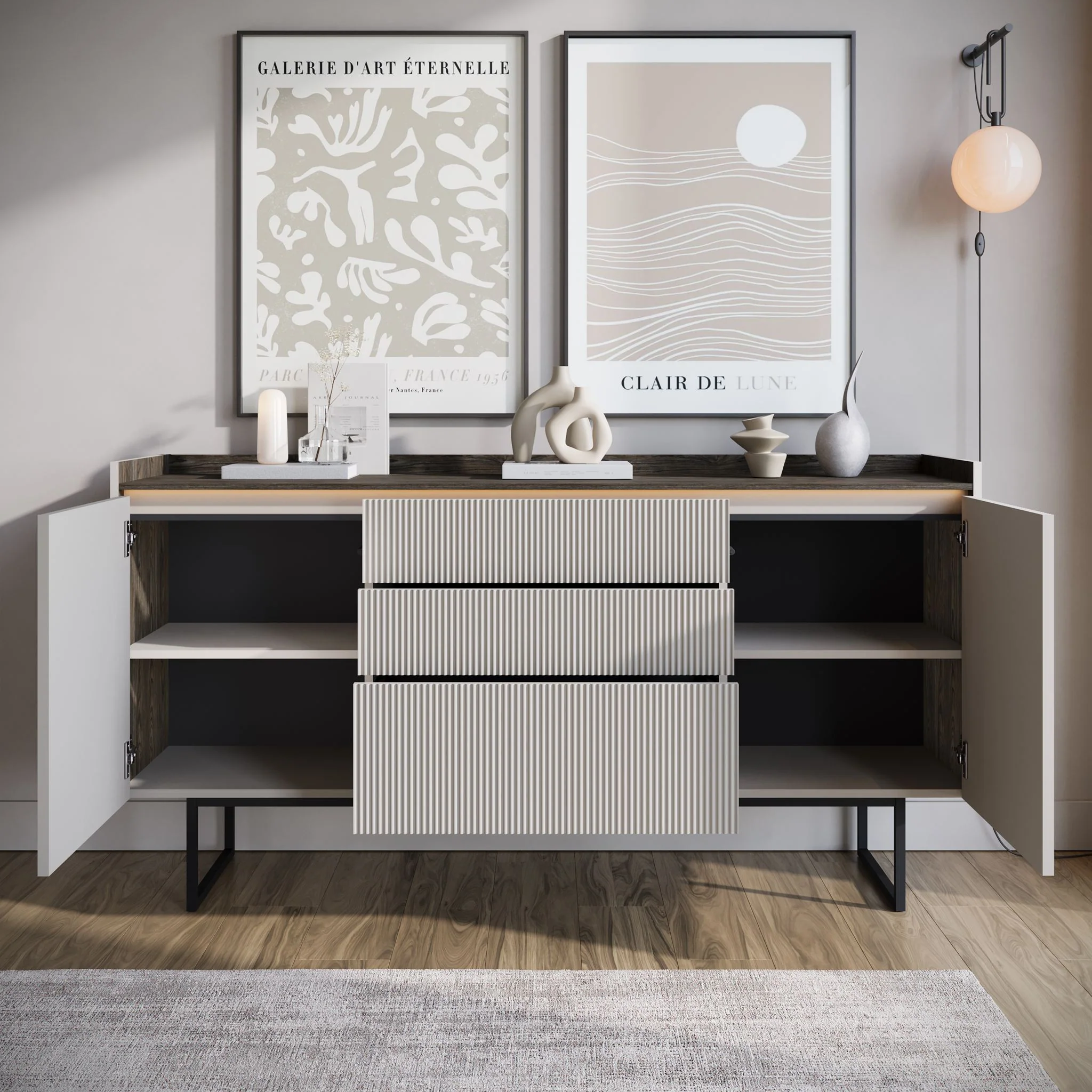 Linq - Dressoir - Beige - 166x40x86 cm - Image 3