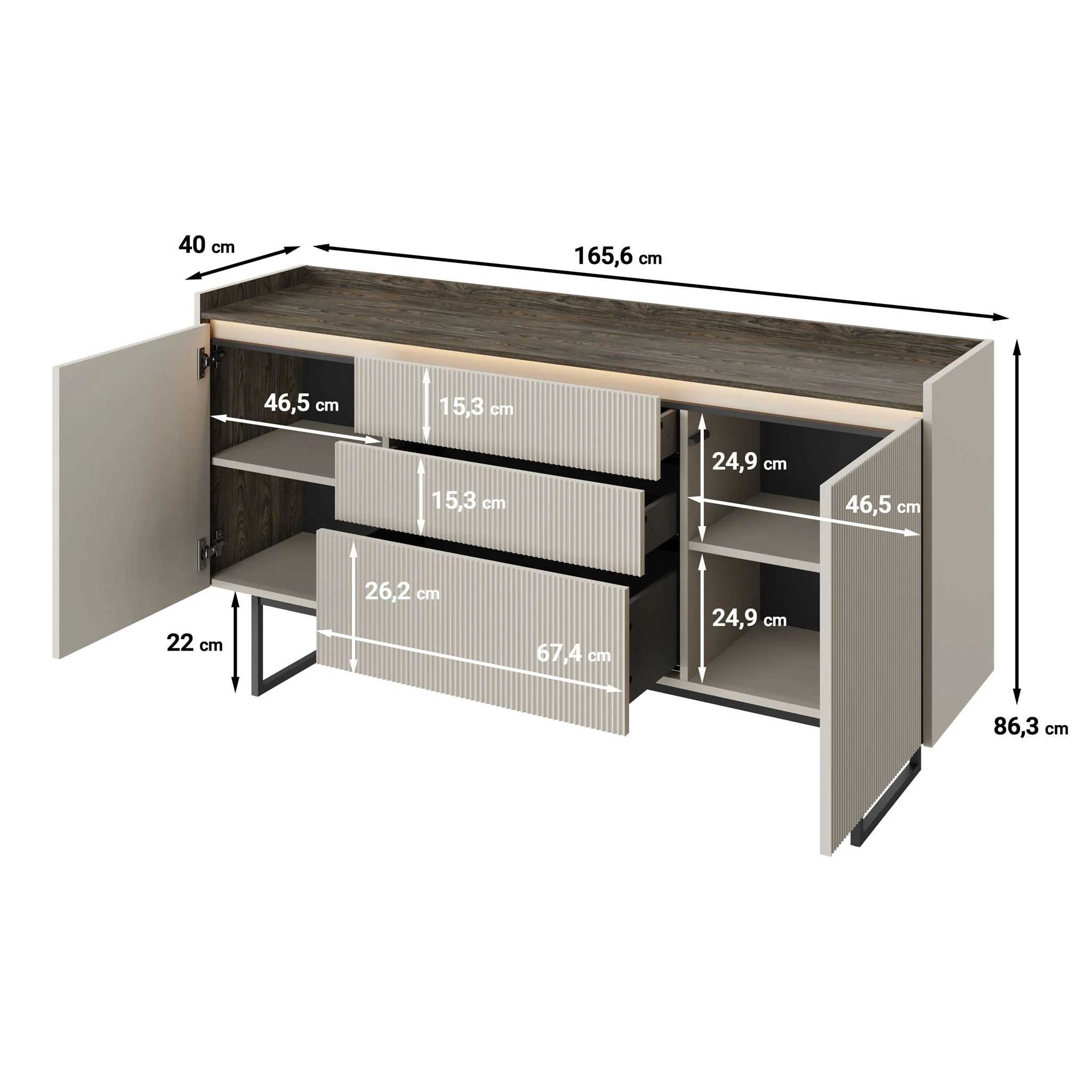 Linq - Dressoir - Beige - 166x40x86 cm - Image 5