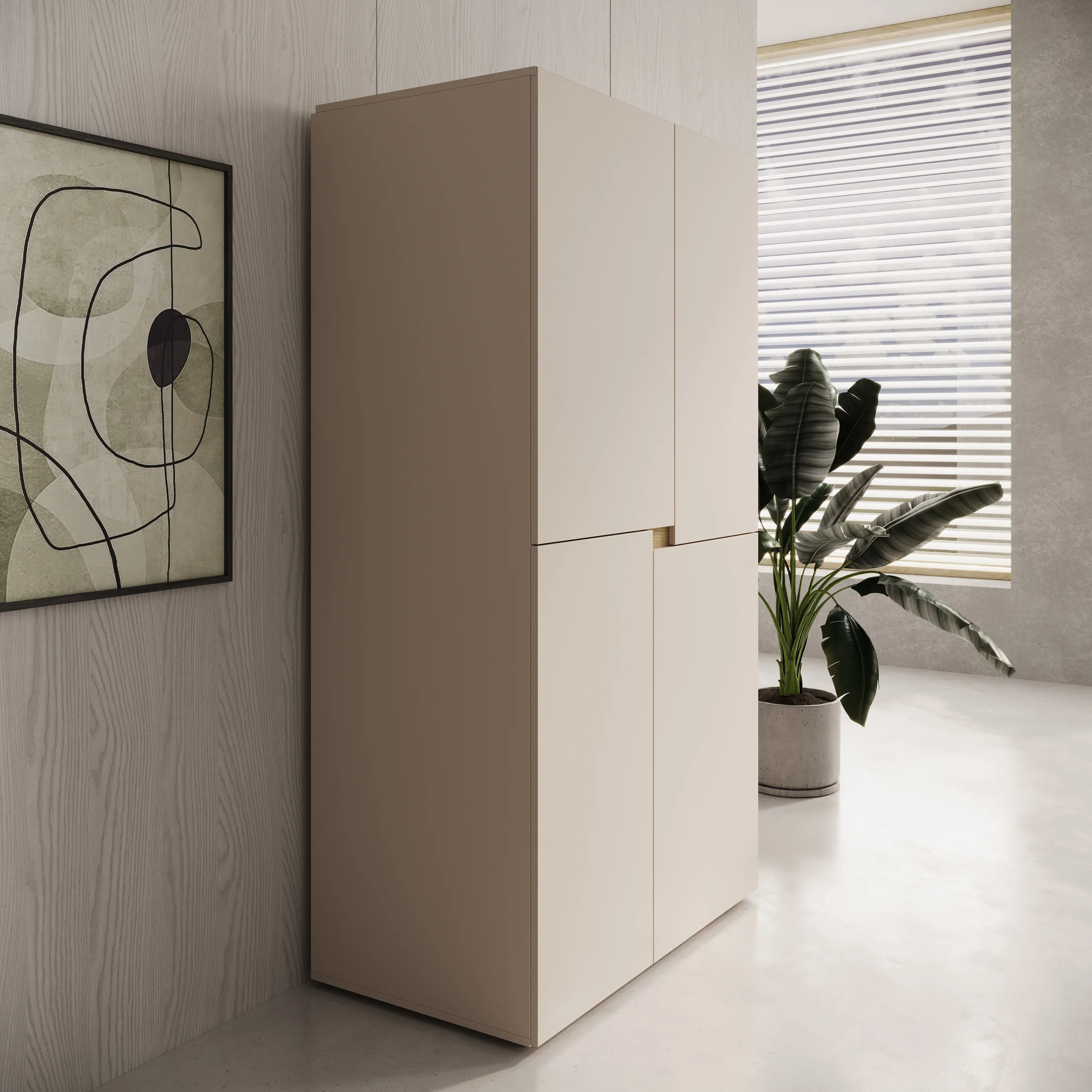 Lombok - Kledingkast 4 deurs - Beige - 100x57x184 cm - Image 4