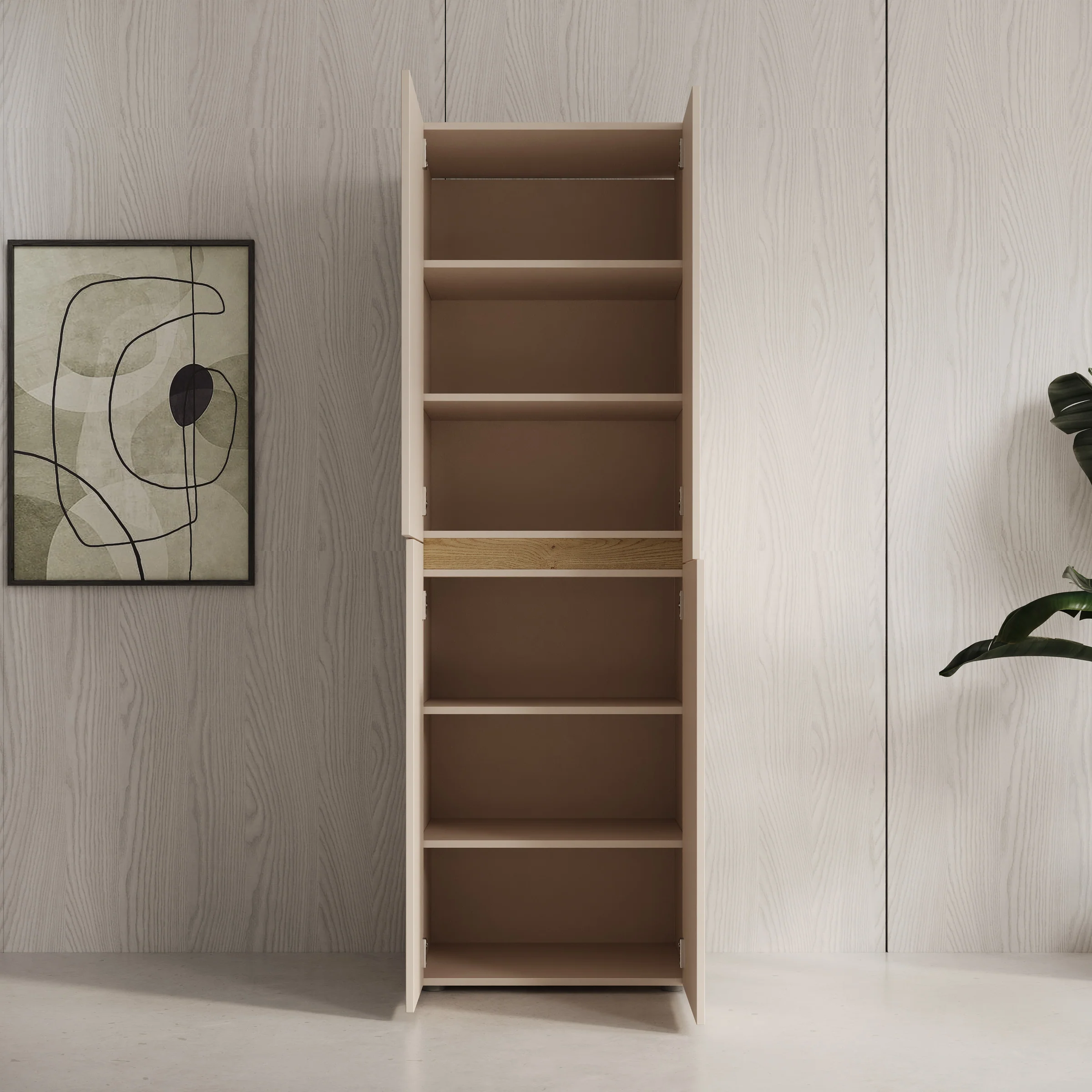 Lombok - Kledingkast met 4 deuren - Beige - 60x42x184 cm - Image 2
