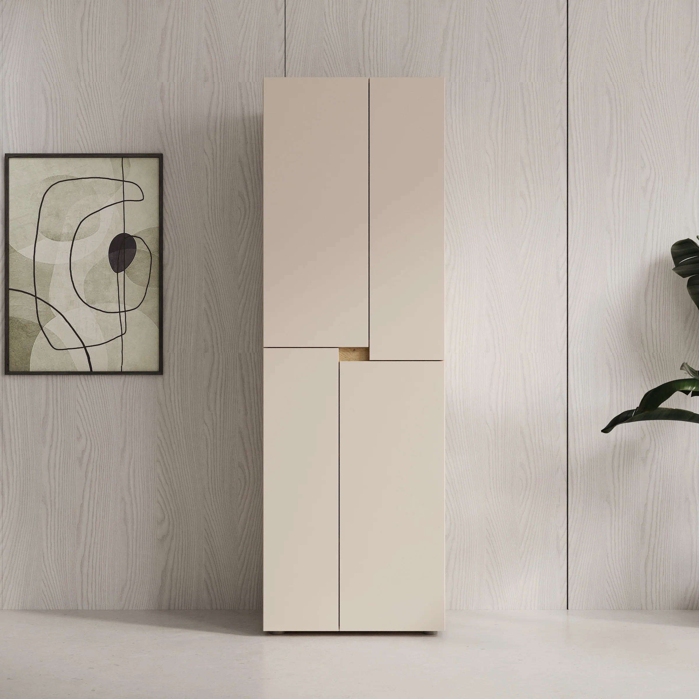 Lombok - Kledingkast met 4 deuren - Beige - 60x42x184 cm - Image 3
