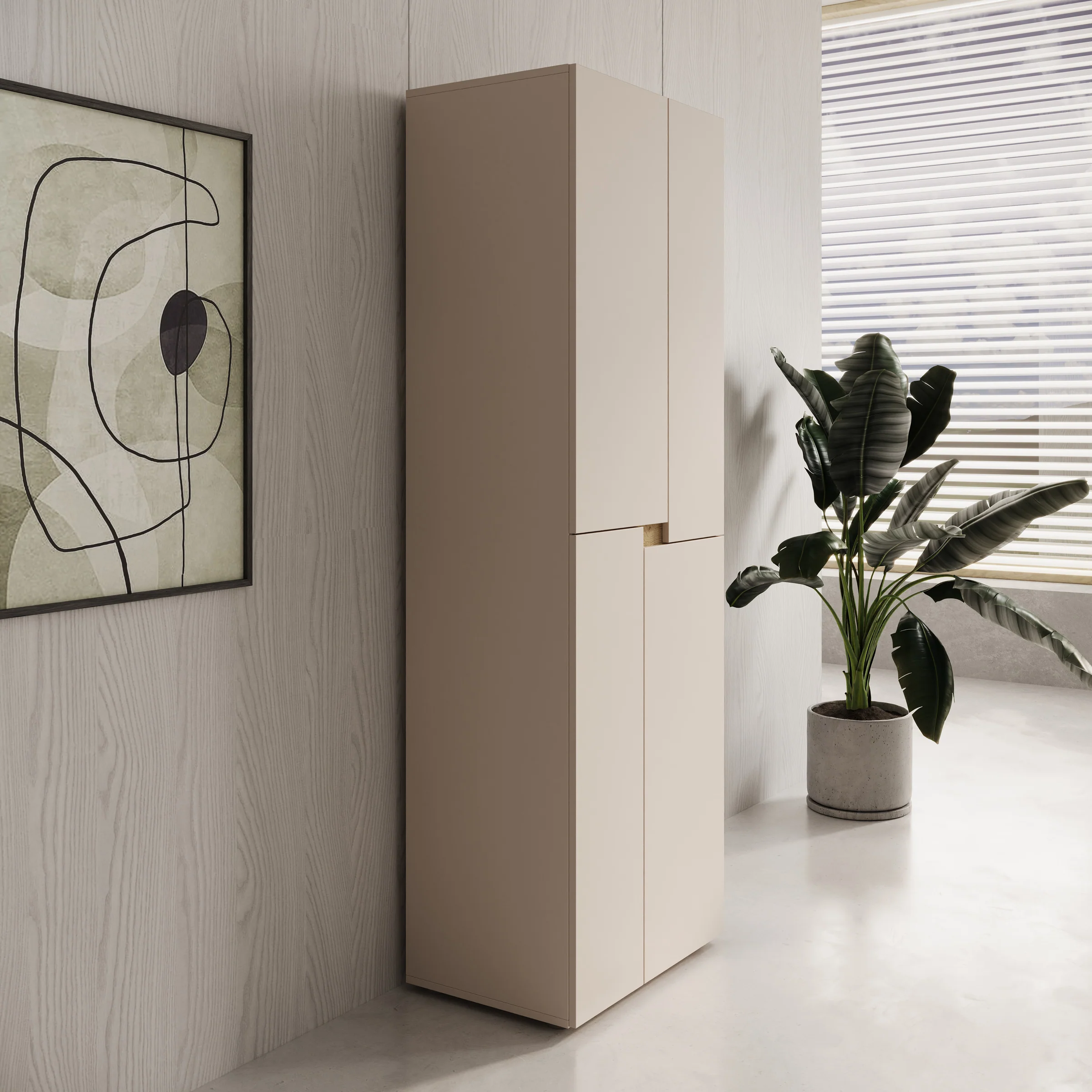 Lombok - Kledingkast met 4 deuren - Beige - 60x42x184 cm - Image 4