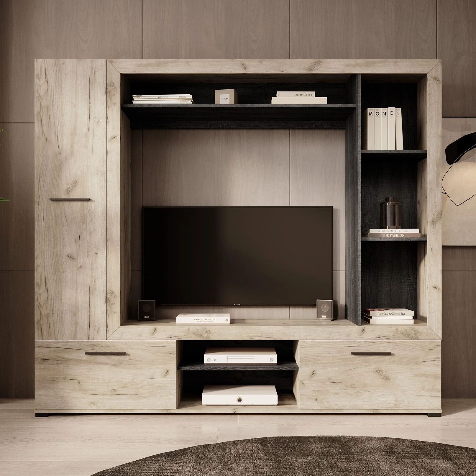 Loni - Wandmeubel - Grijs/zwart - 196x35x172 cm - Image 3