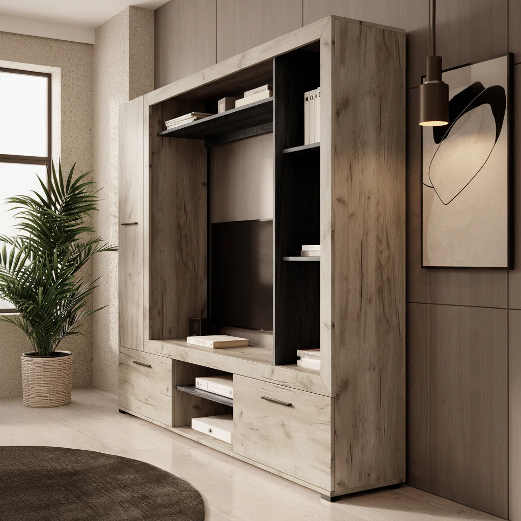 Loni - Wandmeubel - Grijs/zwart - 196x35x172 cm - Image 4