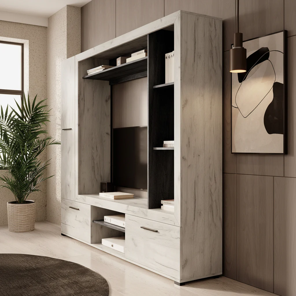Loni - Wandmeubel - Wit/zwart - 196x35x172 cm - Image 4