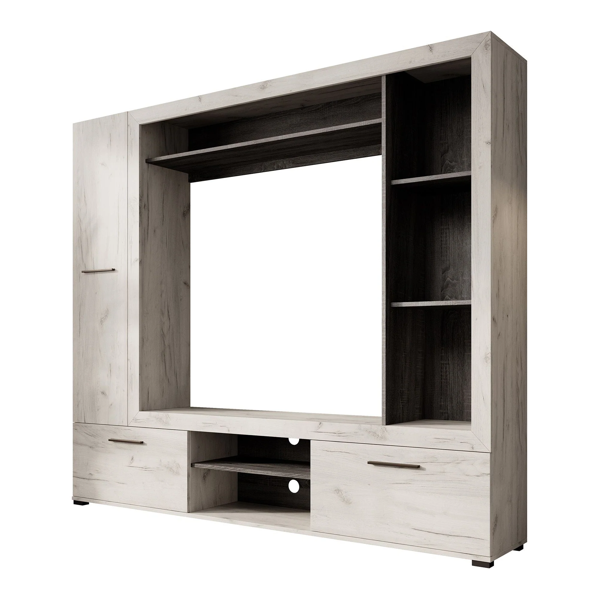 Loni - Wandmeubel - Wit/zwart - 196x35x172 cm - Image 6