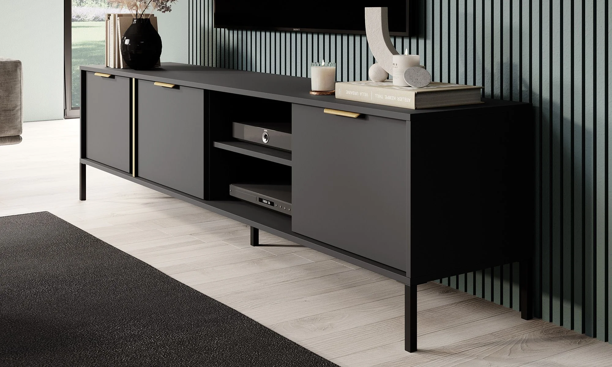 Loren - TV-Meubel - Antraciet  - 203 cm - Image 4