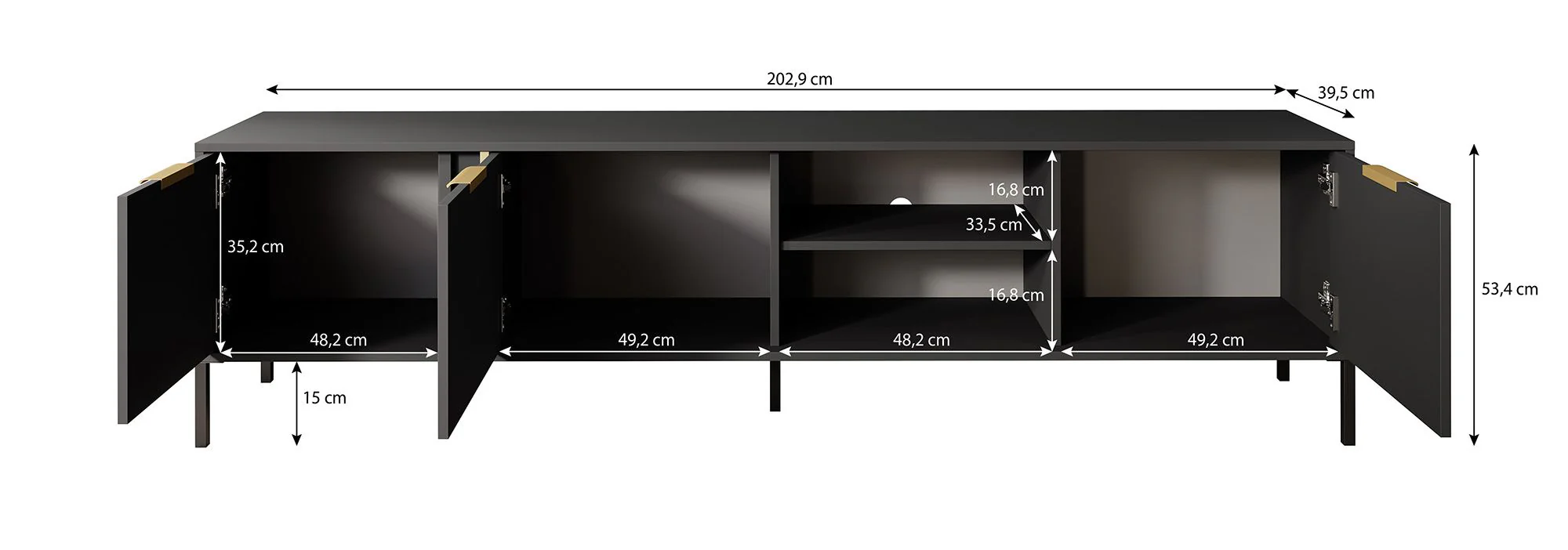 Loren - TV-Meubel - Antraciet  - 203 cm - Image 5