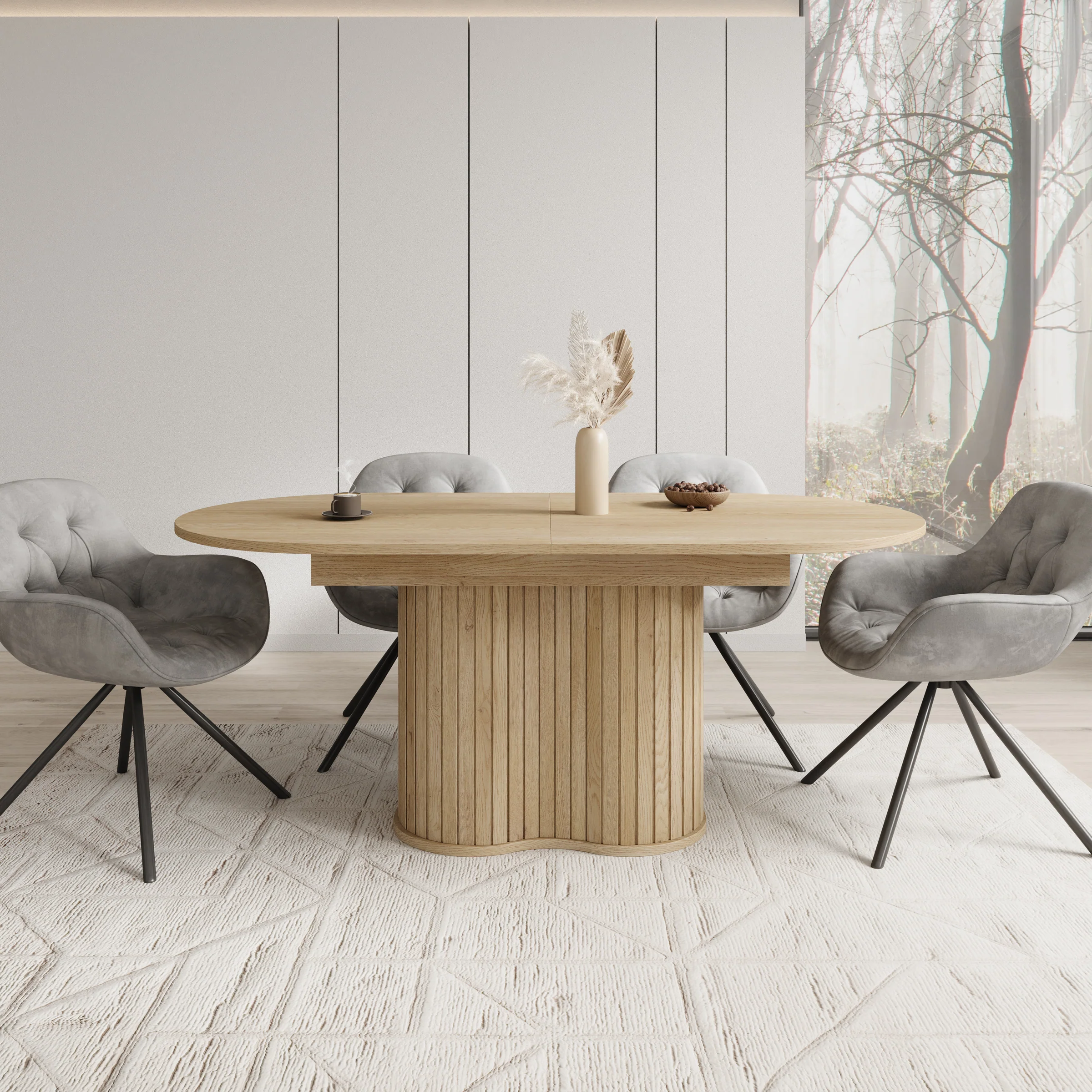 Loro - Eetkamertafel ovaal - Uitschuifbaar - Eikenpatroon - 180-220x90x76 cm - Image 2