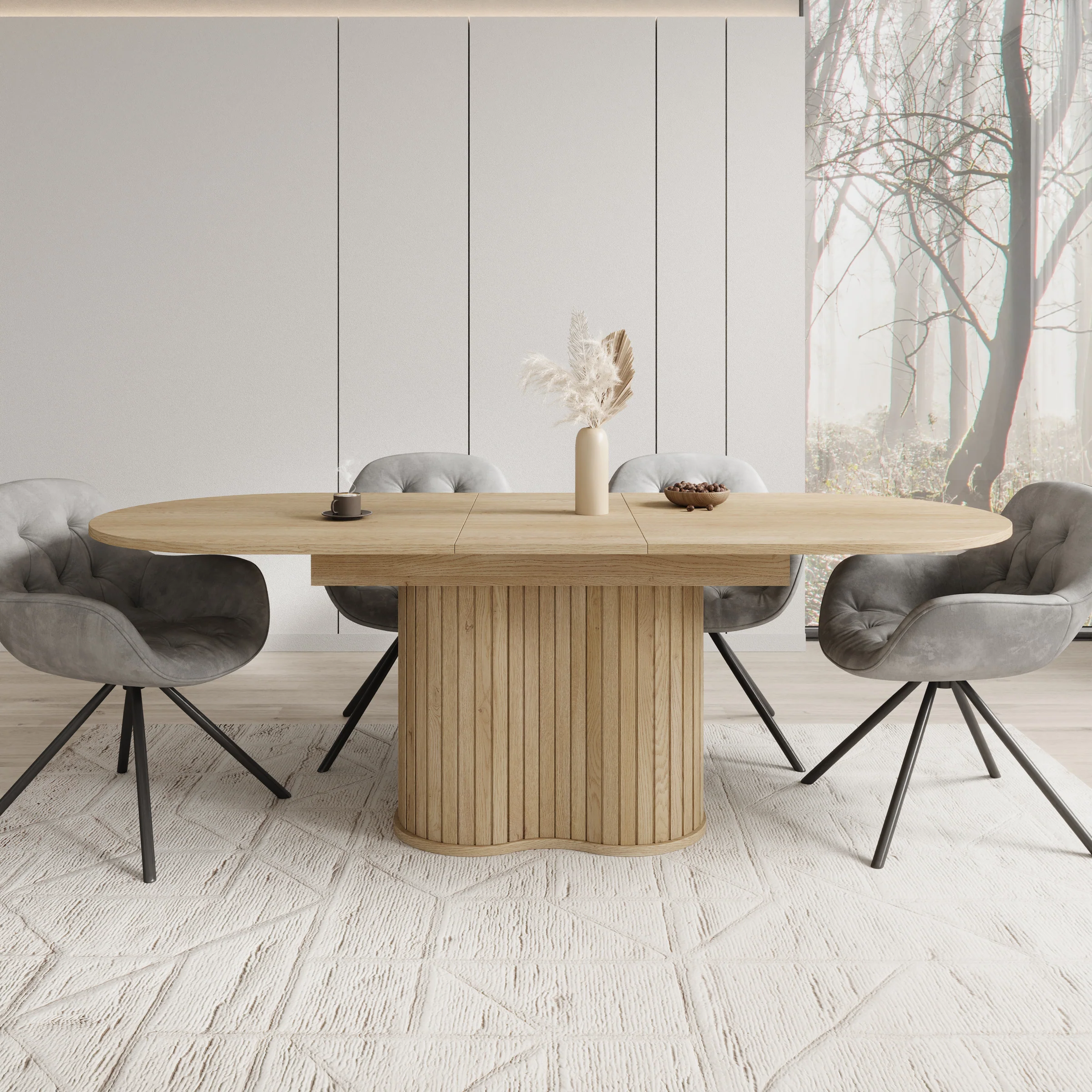Loro - Eetkamertafel ovaal - Uitschuifbaar - Eikenpatroon - 180-220x90x76 cm - Image 3