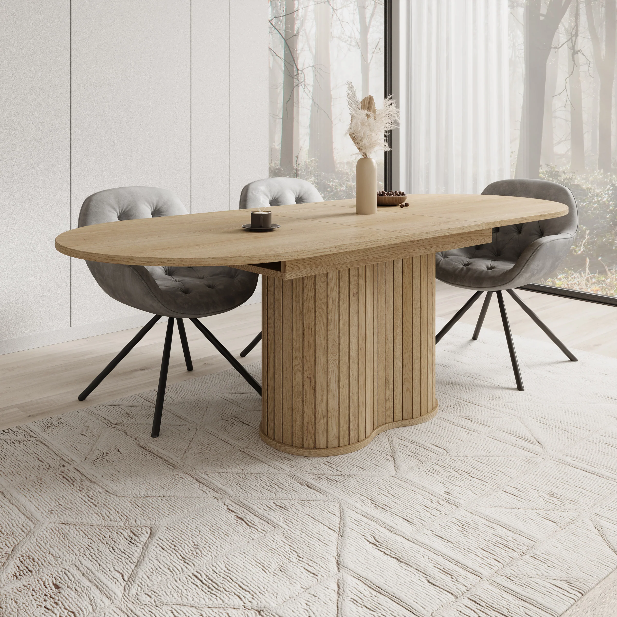 Loro - Eetkamertafel ovaal - Uitschuifbaar - Eikenpatroon - 180-220x90x76 cm - Image 4