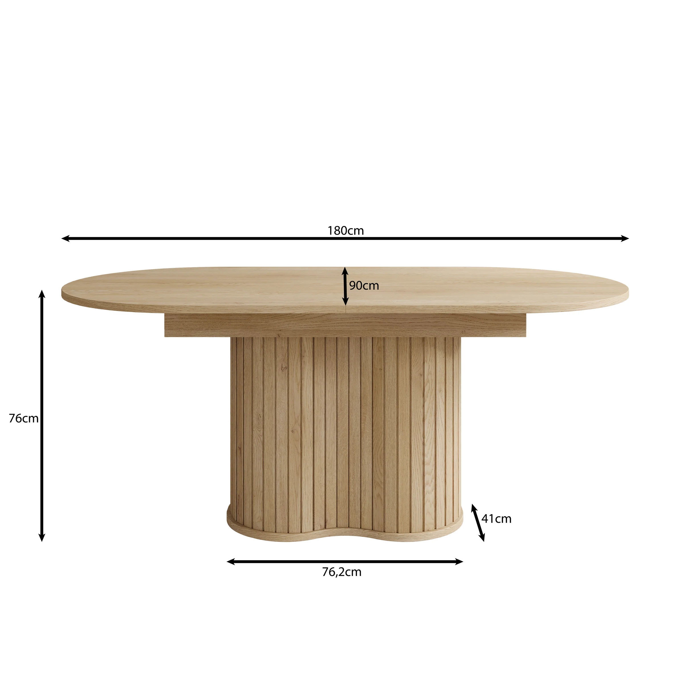 Loro - Eetkamertafel ovaal - Uitschuifbaar - Eikenpatroon - 180-220x90x76 cm - Image 5