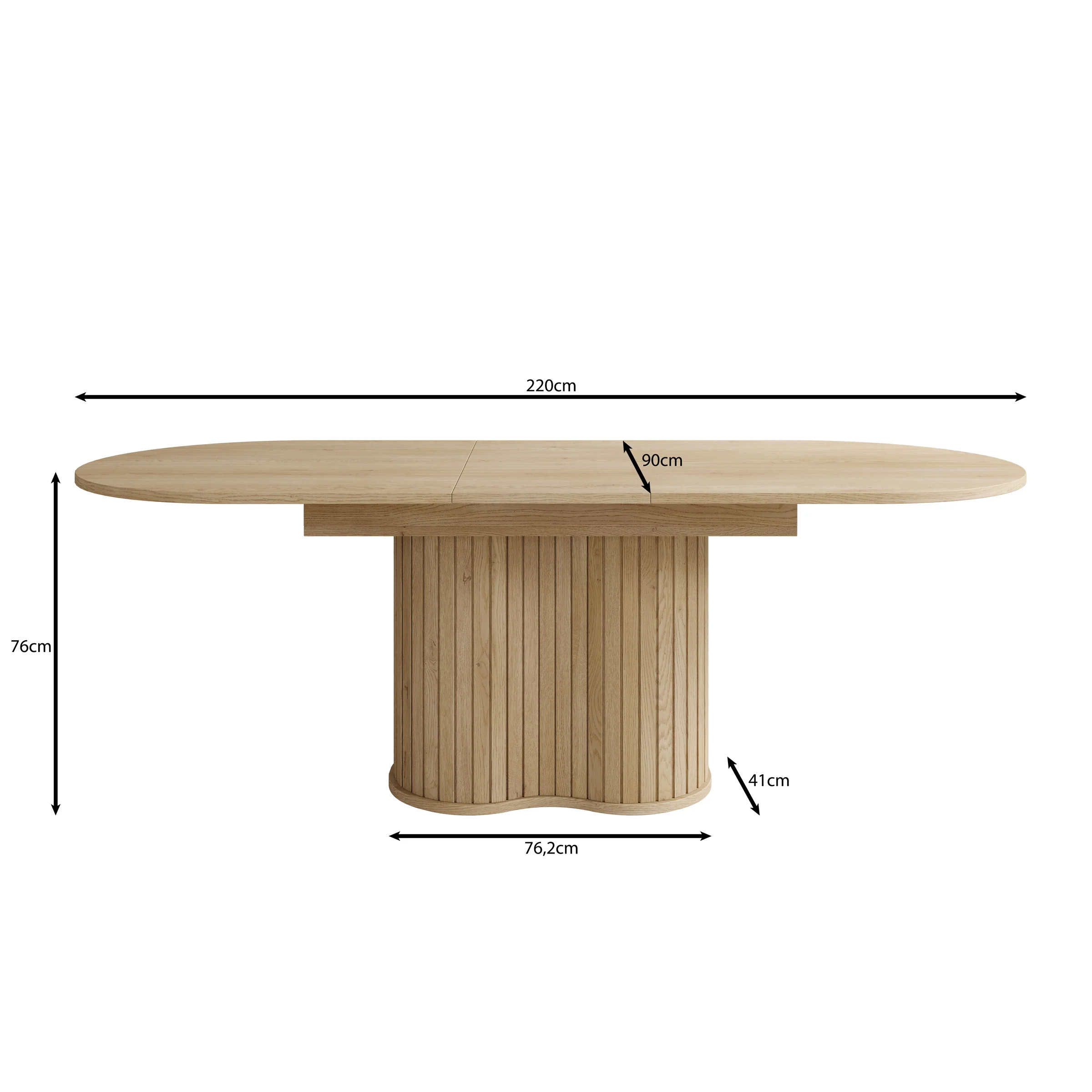 Loro - Eetkamertafel ovaal - Uitschuifbaar - Eikenpatroon - 180-220x90x76 cm - Image 6