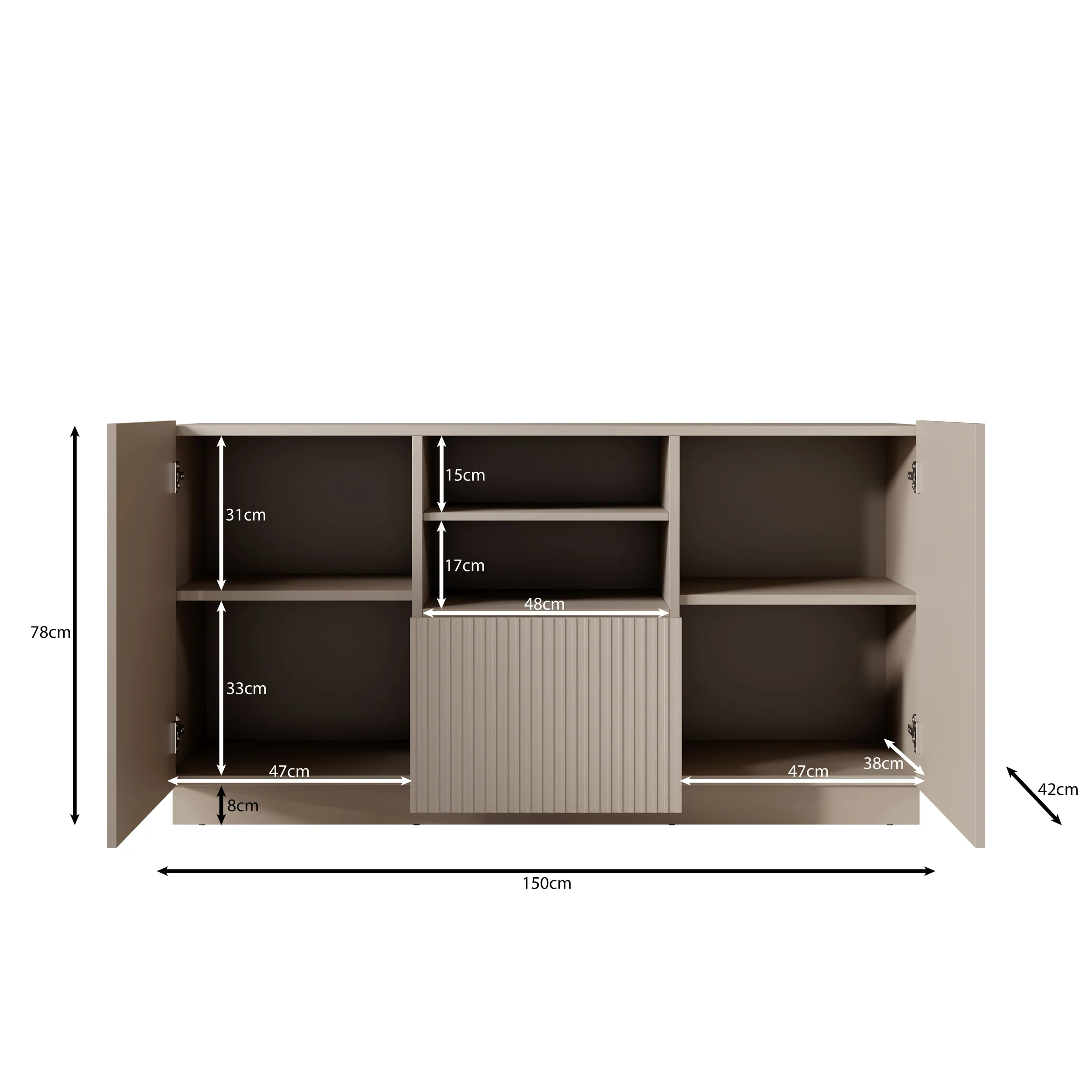 Lucera - Dressoir - Beige - 150x42x78 cm - Image 5