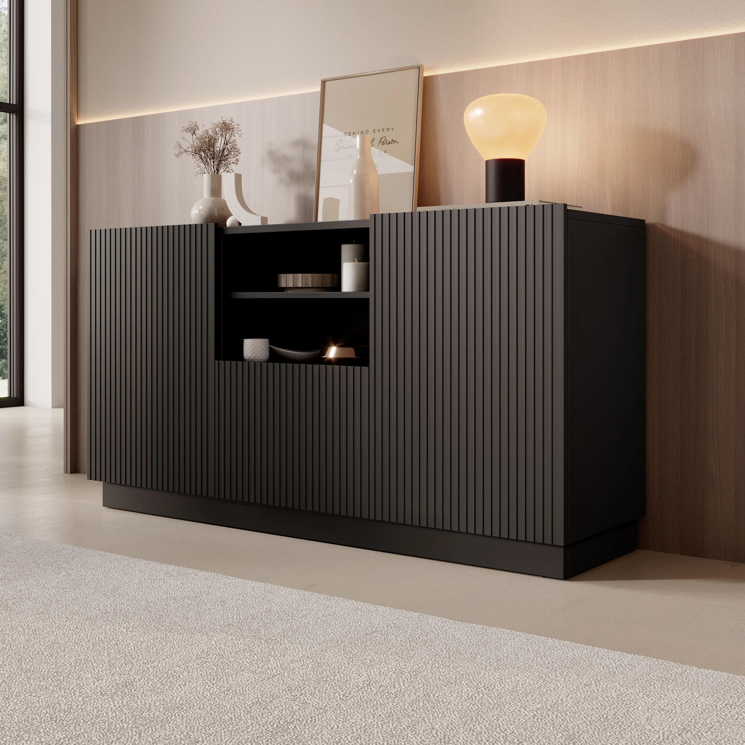 Lucera - Dressoir - Zwart - 150x42x78 cm