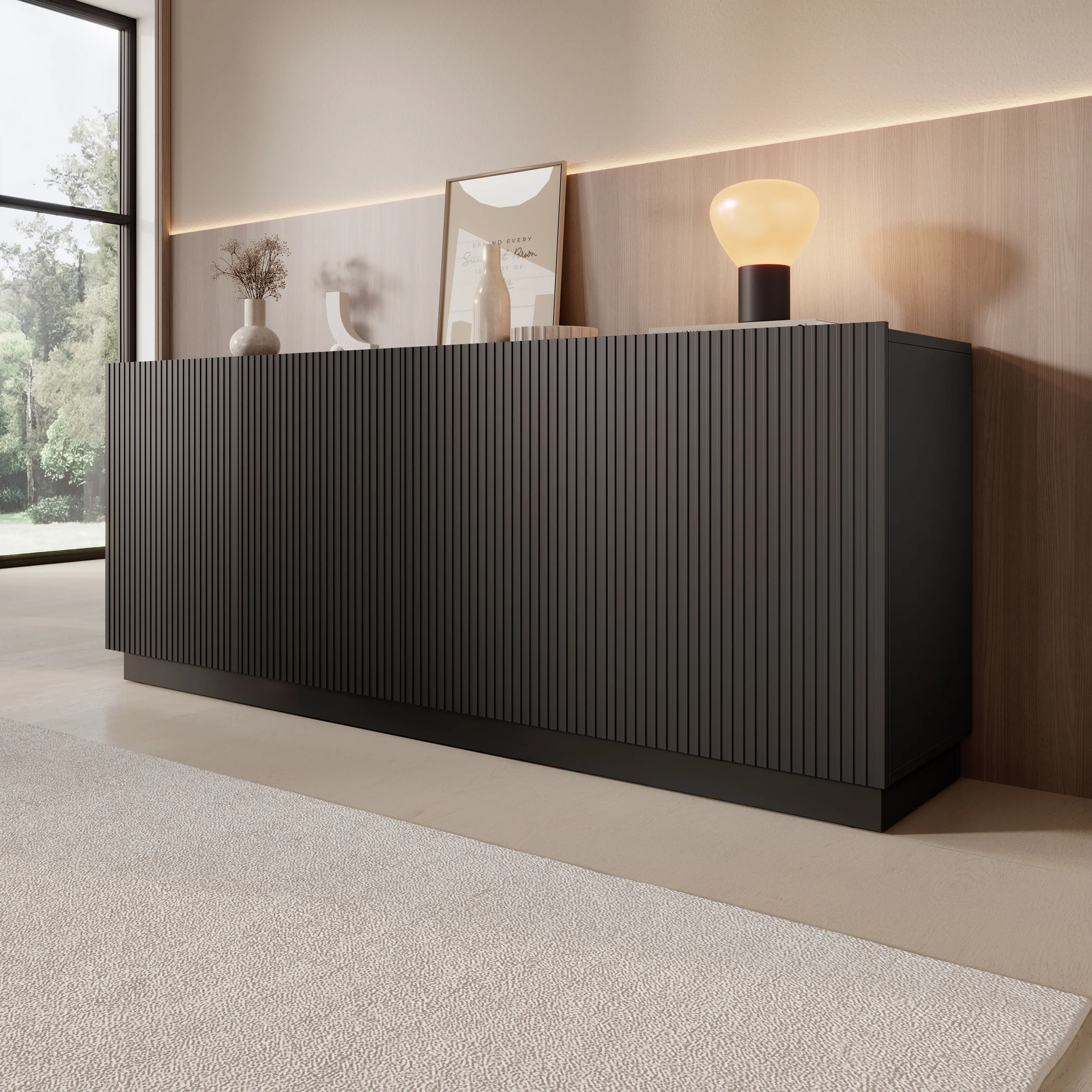 Lucera - Dressoir - Zwart - 200x42x78 cm